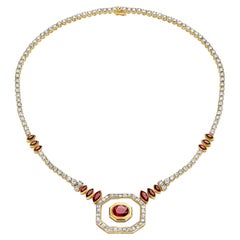 Vintage Asprey London Ruby & Diamonds Necklace, Estate Sultan Oman Qaboos Bin Said 