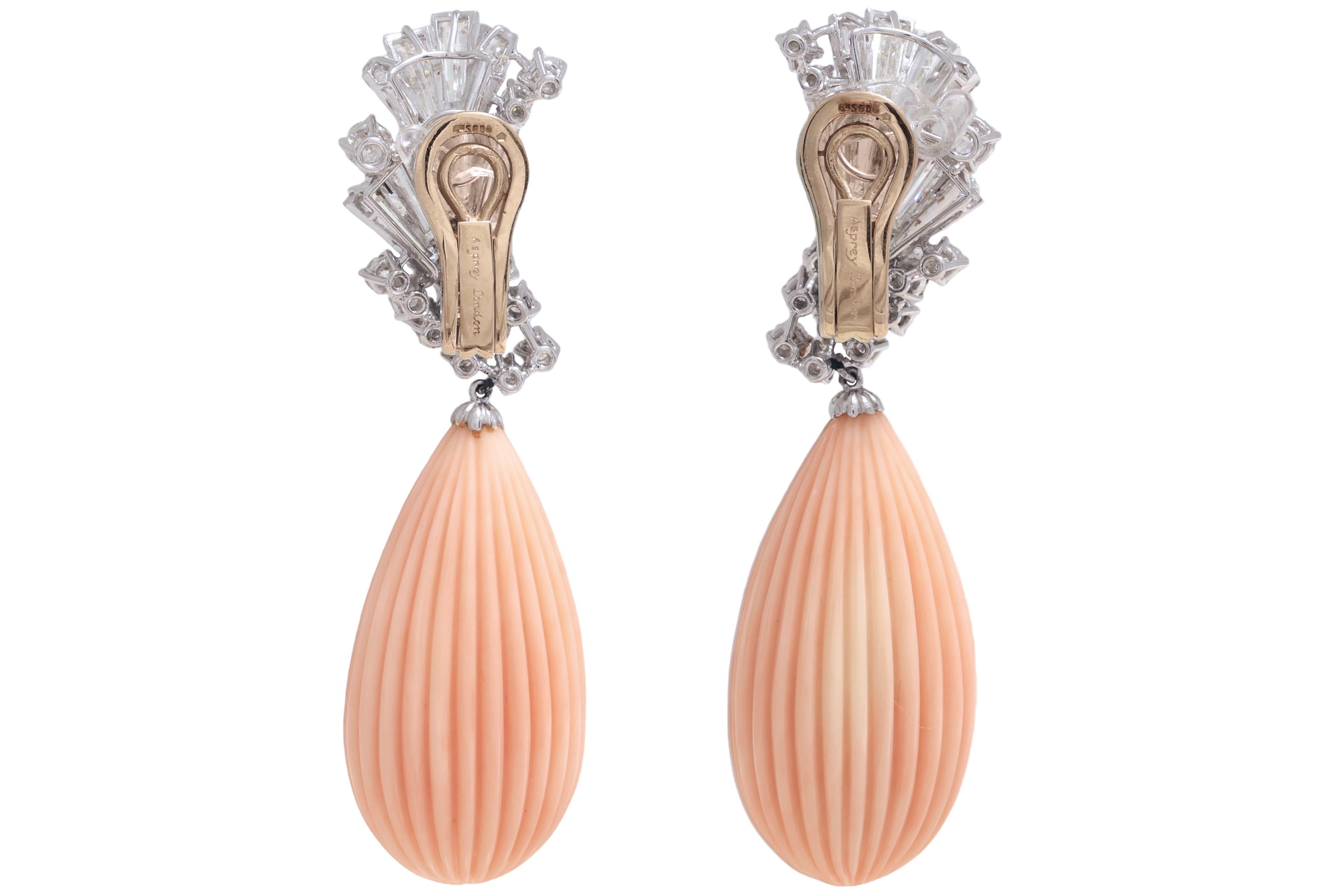 Asprey London Set Necklace & Earrings Coral&Diamond, Gübelin, Estate Sultan Oman For Sale 7