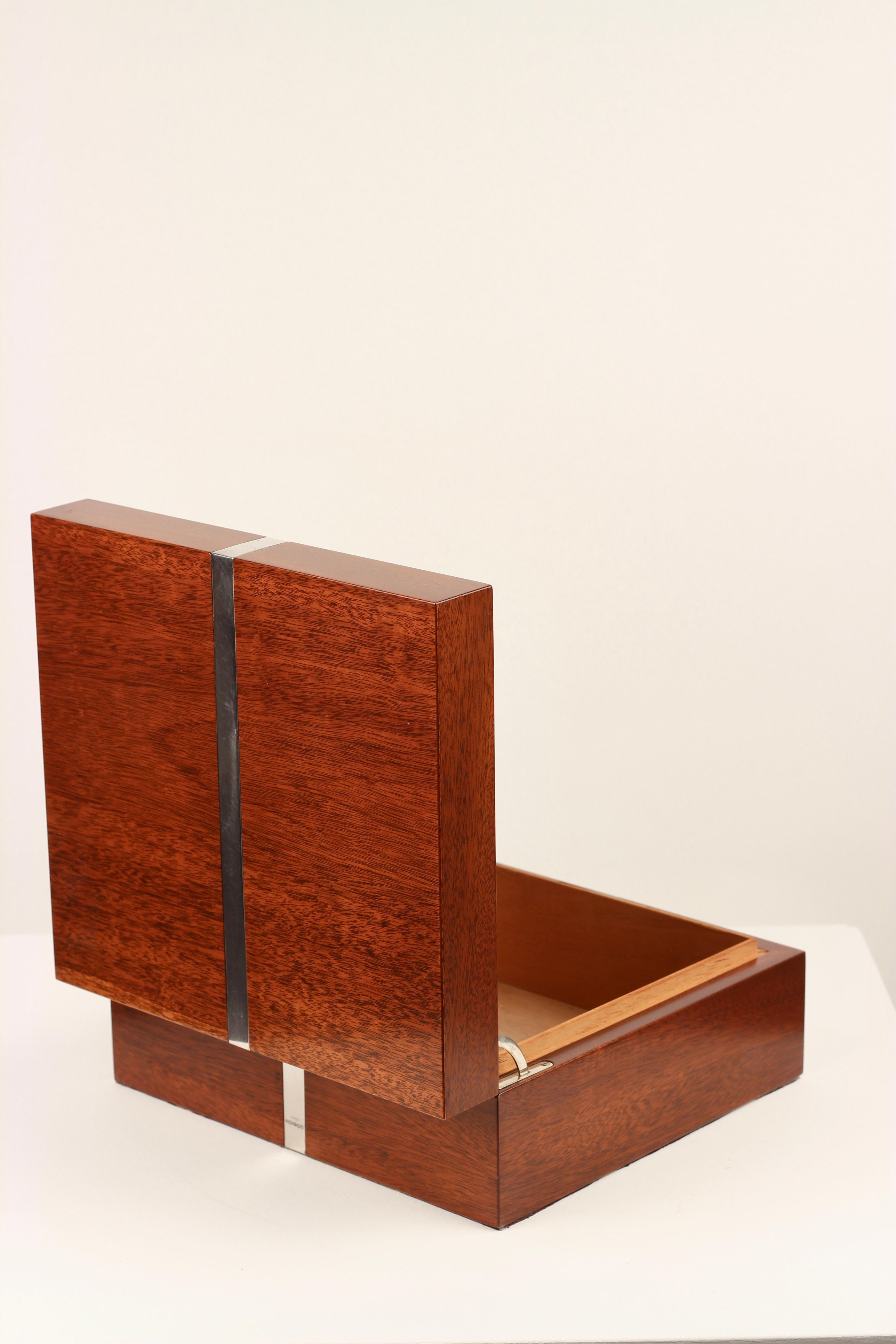 Contemporary Asprey London Silver-Banded Rosewood Humidor with key and Hygrometer 2005 For Sale