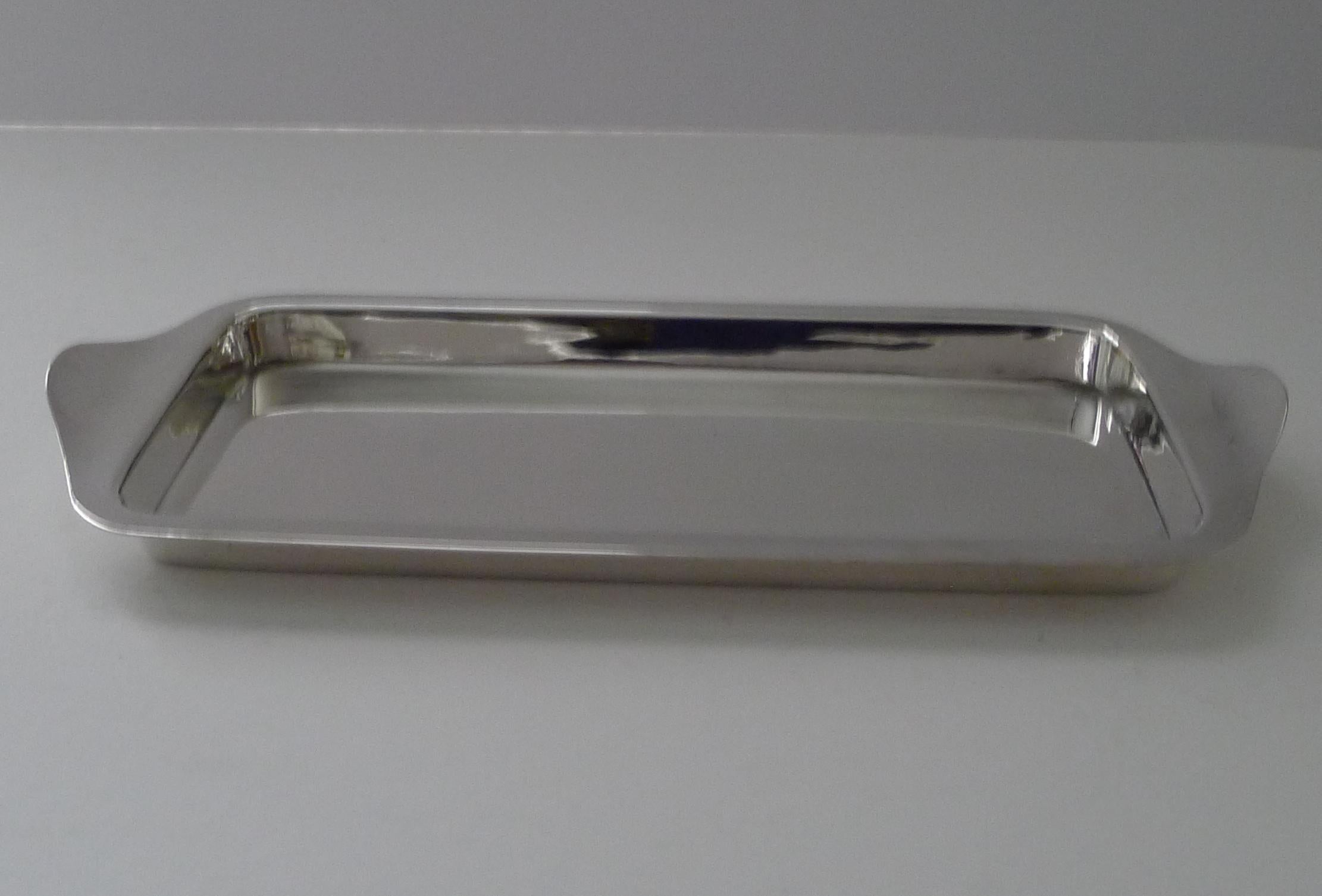 Art Deco Asprey, London, Small Silver Plated Cocktail Tray c.1910