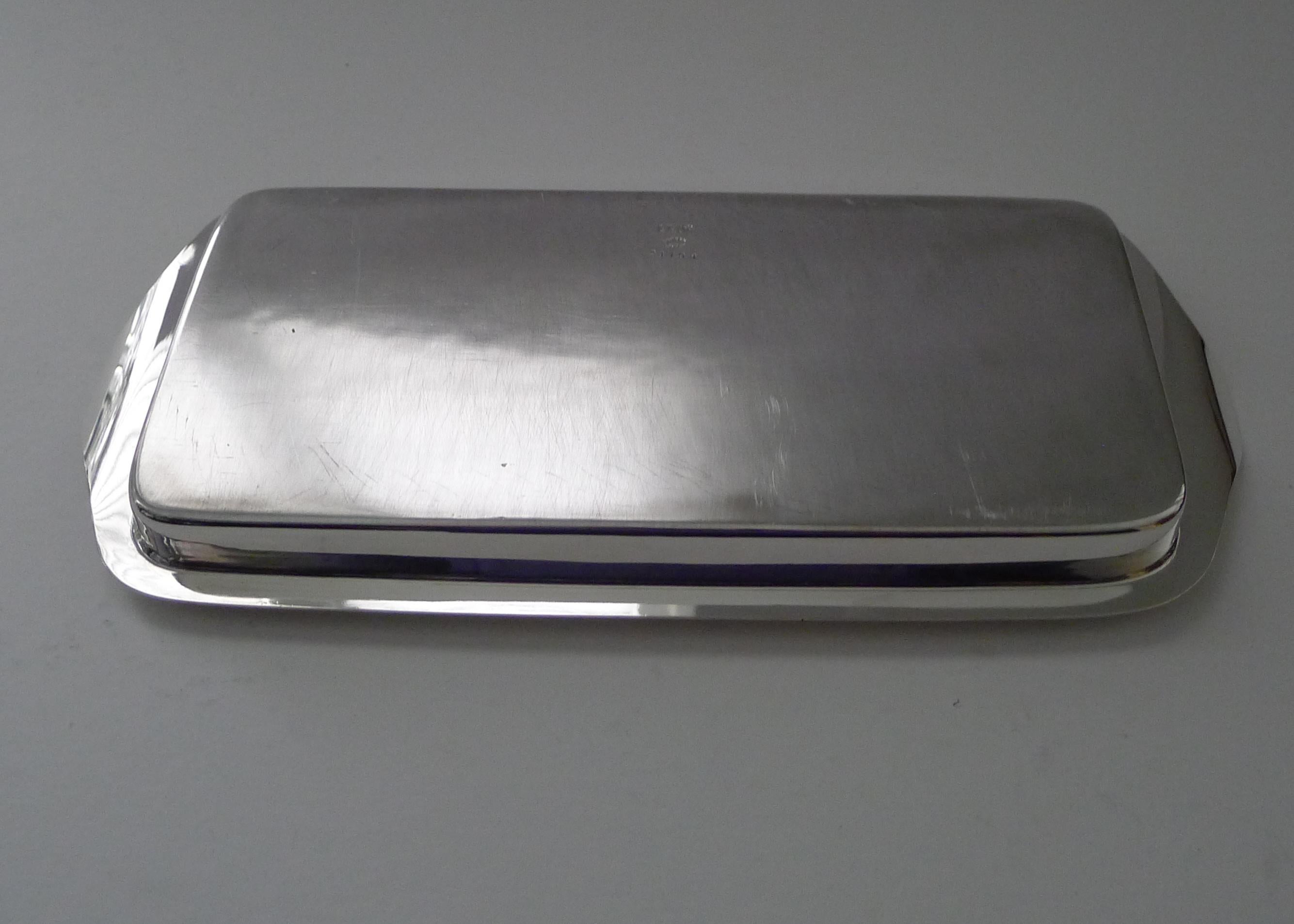 Early 20th Century Asprey, London, Small Silver Plated Cocktail Tray c.1910