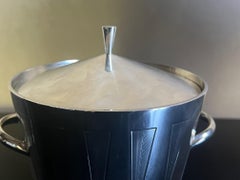 Asprey London Sterling Silver Art Deco Style Ice Bucket & Lid in Original Box