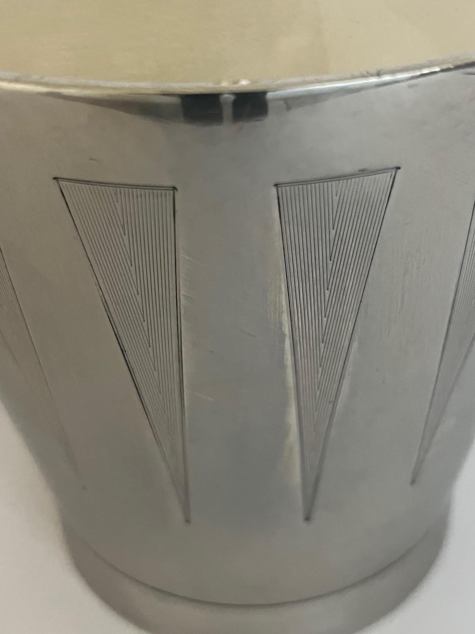 Asprey London Sterling Silver Art Deco Style Ice Bucket & Lid in Original Box For Sale 2