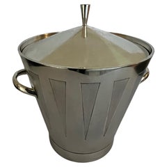 Asprey London Sterling Silver Art Deco Style Ice Bucket & Lid in Original Box
