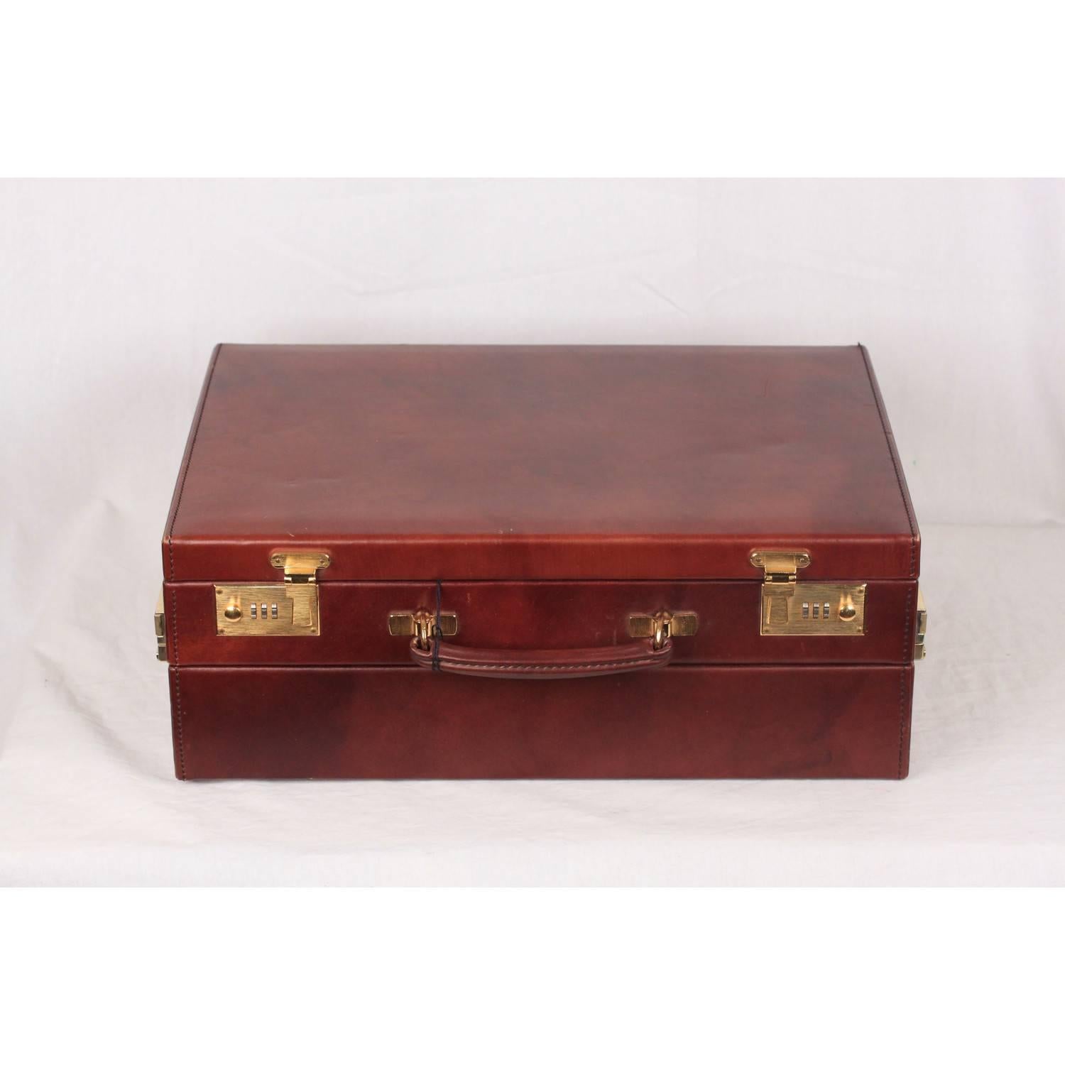 vintage brown leather briefcase