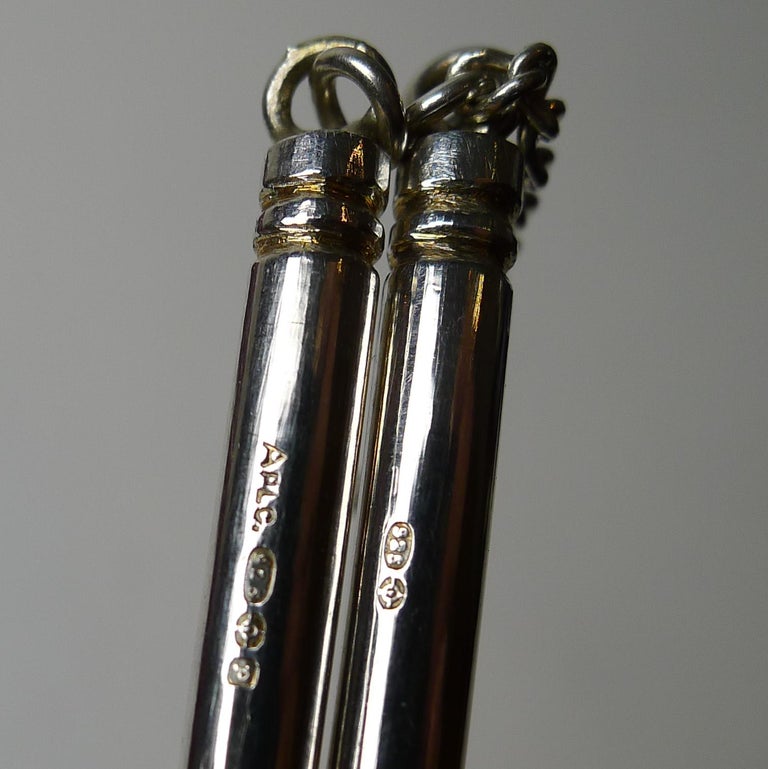 Asprey, London Vintage Sterling Silver Chopsticks and Stand 1989