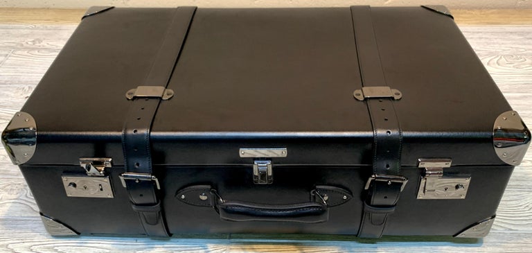 Modern Asprey Londoner Trolley, Black Cross Hatch Suitcase For Sale