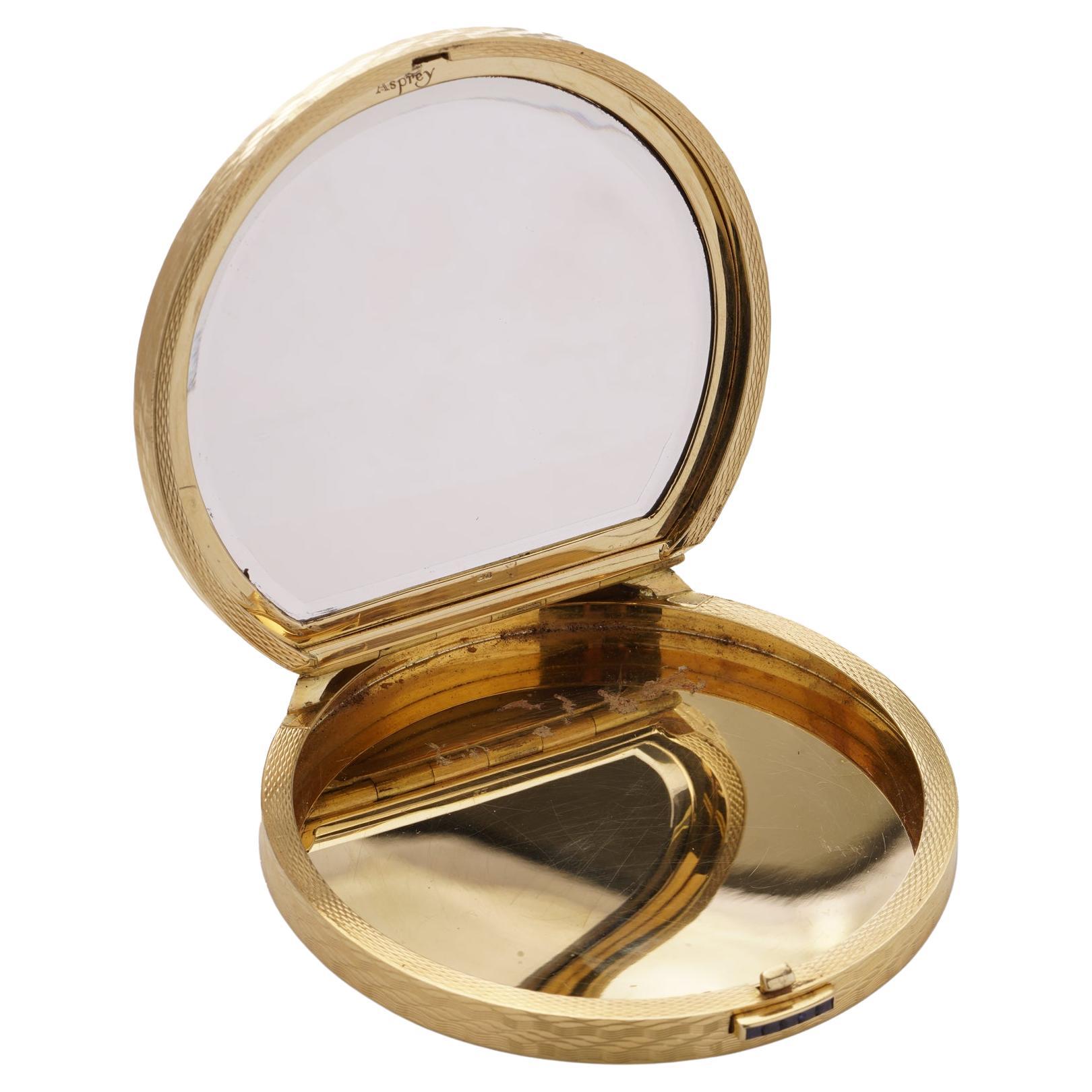 British Asprey Mid Century compact powder case with mirror  For Sale