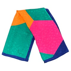 ASPREY Multi-Color Silk Color-Block Scarf