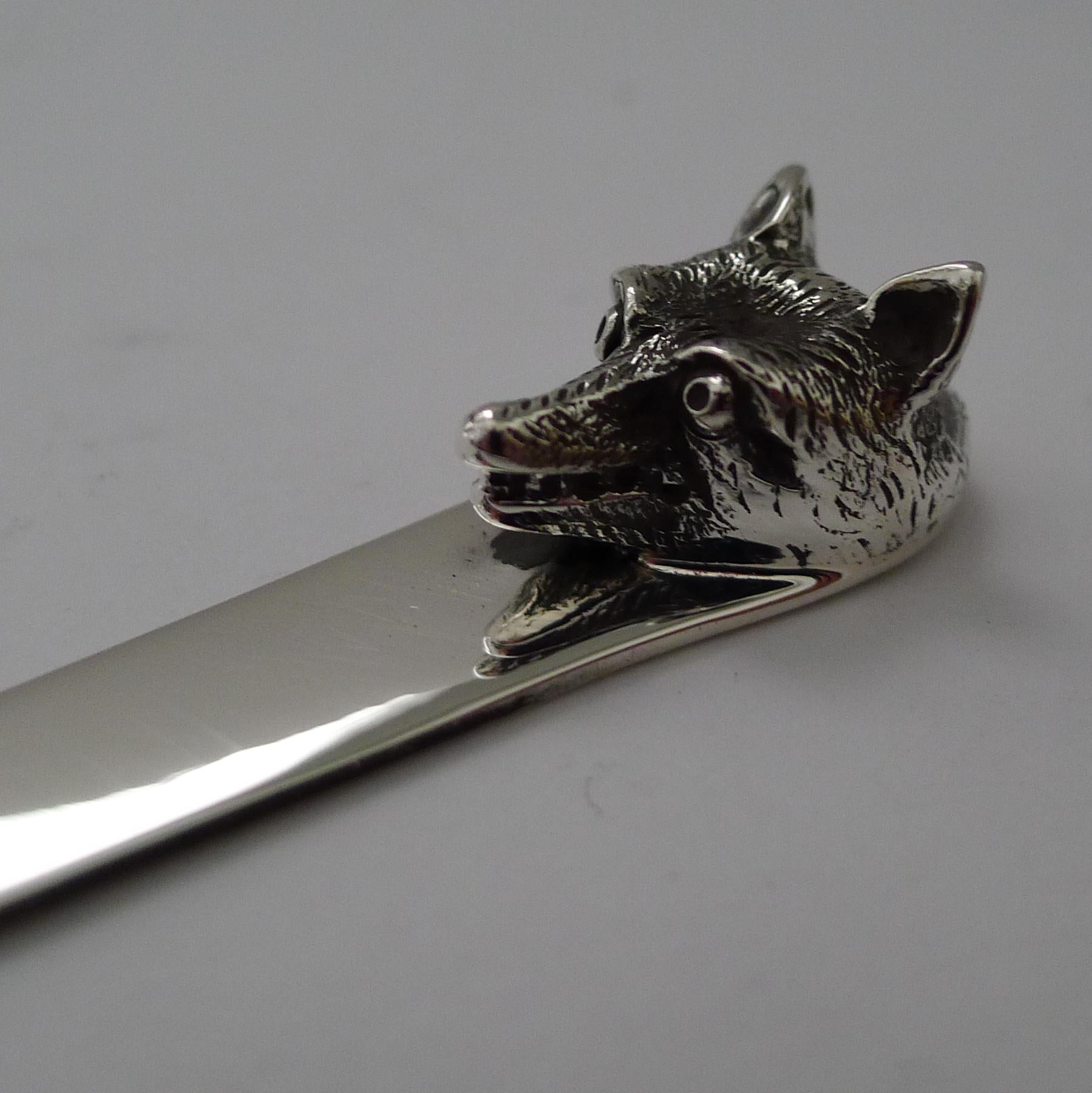 Asprey, Novelty Silver Fox Letter Opener, Chester, 1928 In Good Condition For Sale In Bath, GB