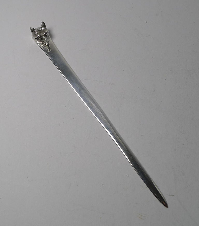 Asprey, Novelty Silver Fox Letter Opener, Chester 1928 at 1stDibs
