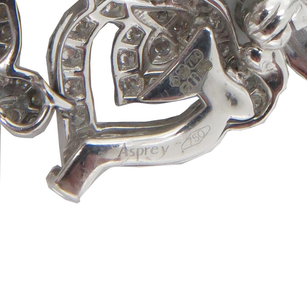 Breites durchbrochenes Armband von Asprey of London aus 18 Karat Weißgold mit Diamanten Damen im Angebot