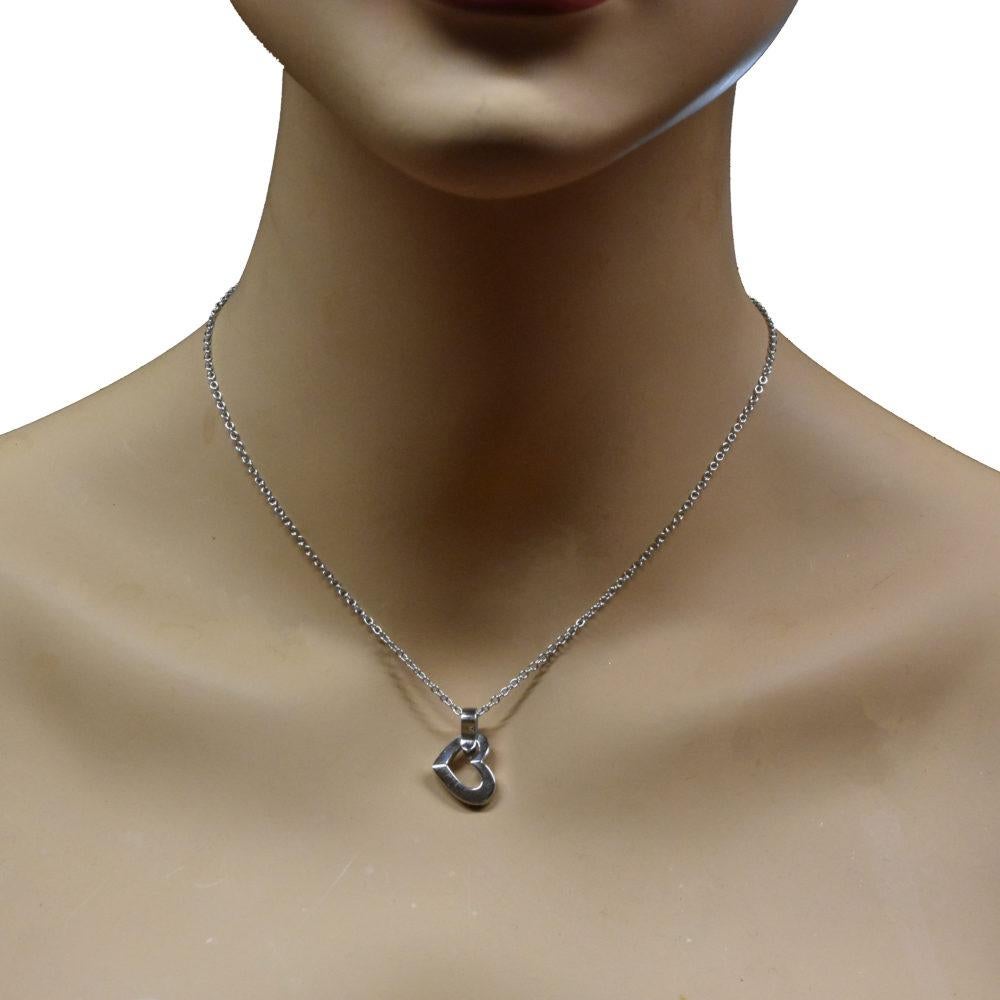 Women's or Men's Asprey of London Falling Heart in 18 Karat White Gold Pendant Necklace For Sale