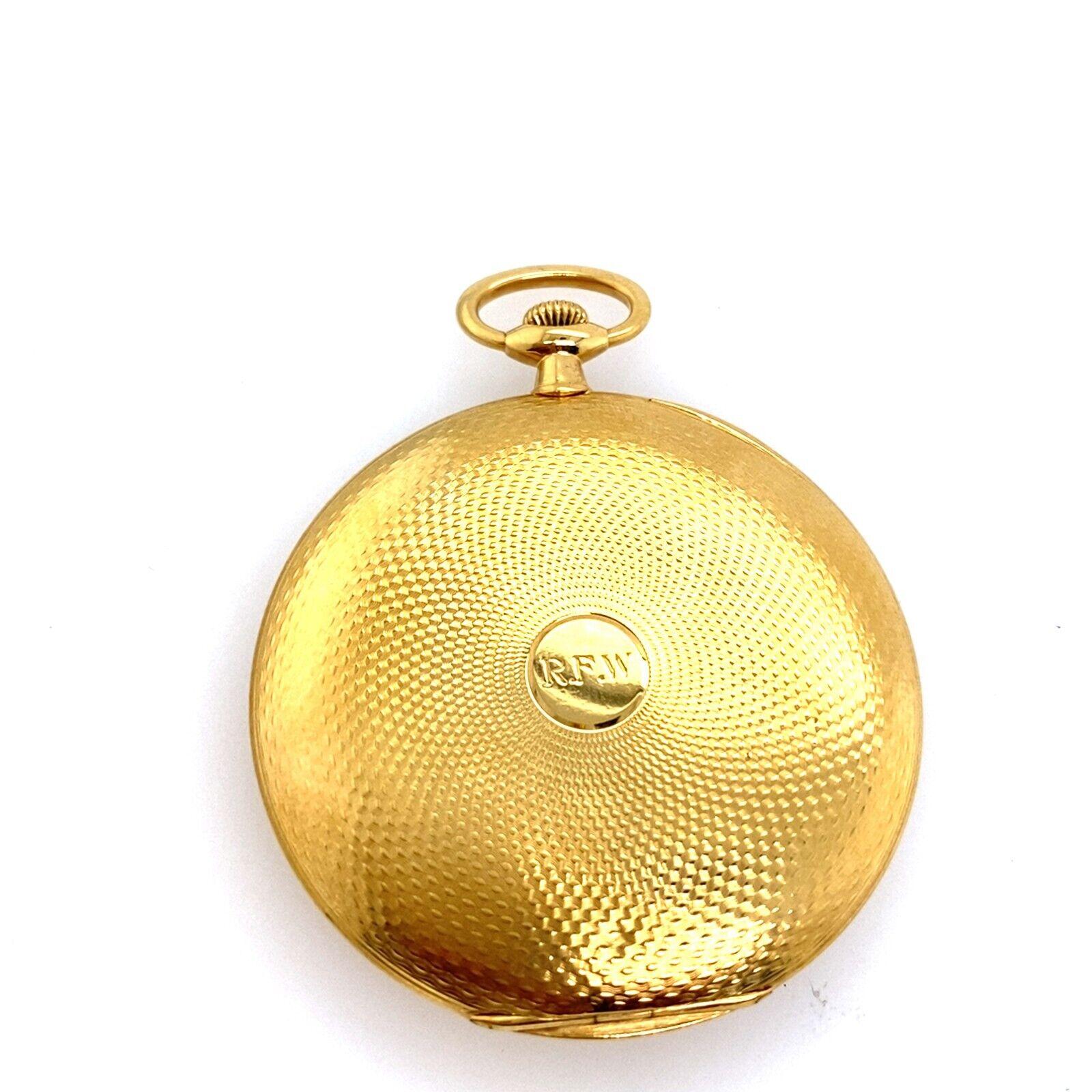 Asprey is one of the world's most prestigious luxury brands. A long history of making the finest and most luxurious timepieces has made Asprey the world's leading maker of pocket watches. This Asprey open face pocket watch is made of 18ct yellow