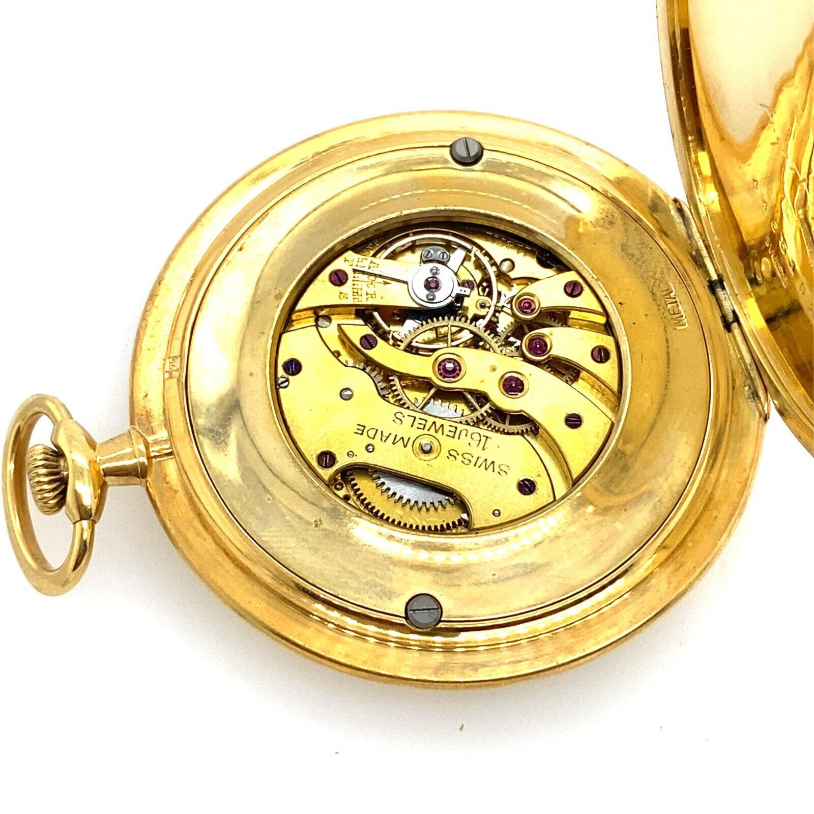 Asprey Open Face Pocket Watch with Engine Turn Pattern in 18ct Yellow Gold For Sale 1