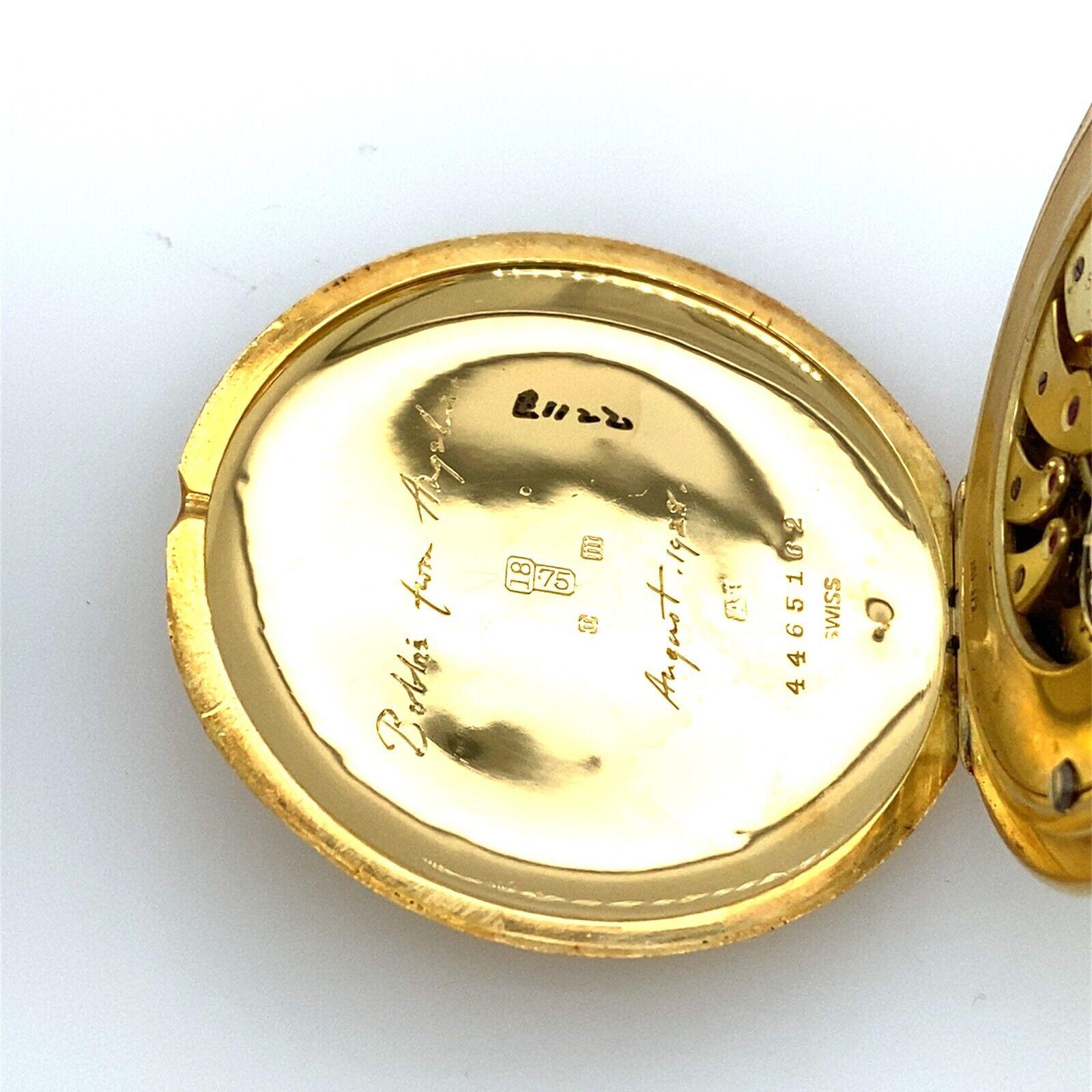 Montre de poche Asprey en or jaune 18 carats avec motif de tour de moteur en vente 2