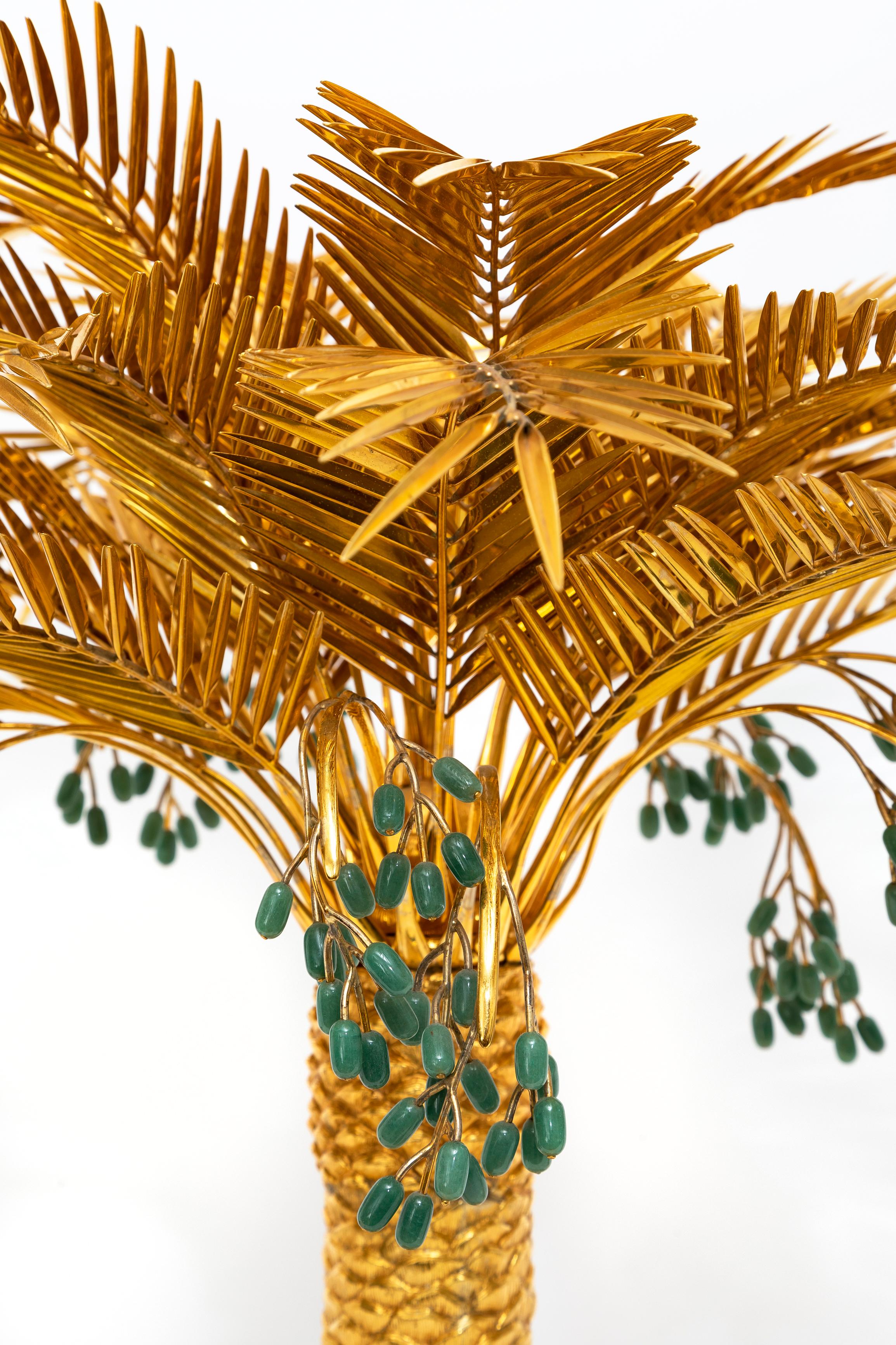 Orientalischer Tafelaufsatz aus vergoldetem Silber mit Palmenbaum und Kamel von Asprey mit Jade und Diamanten aus Jade im Angebot 5