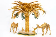 Asprey Orientalist Gilt Silver Palm Tree & Camel Centerpiece w/ Jade & Diamonds