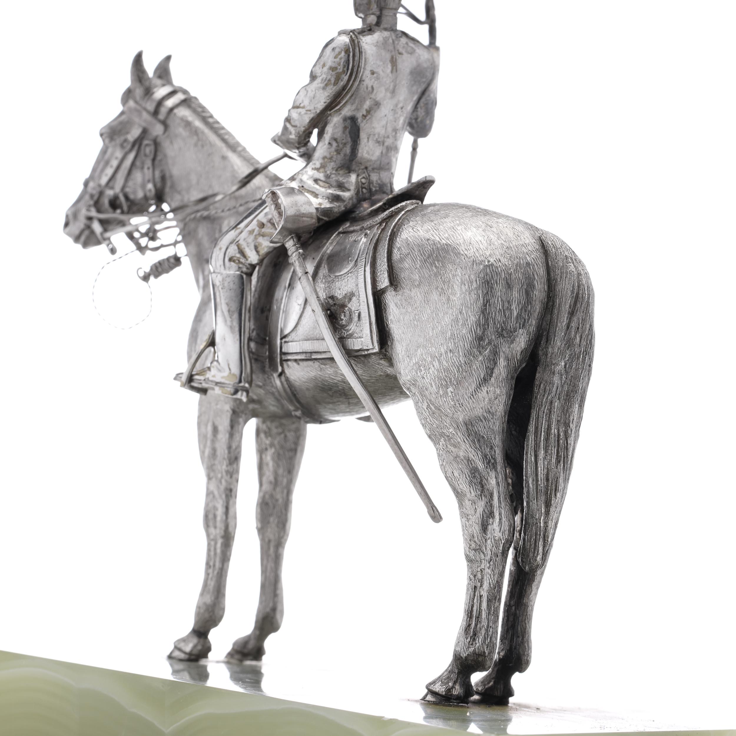 Asprey Pair or Horseriding Solid Silver Figurines on Marble Bases, London, 1977 For Sale 3