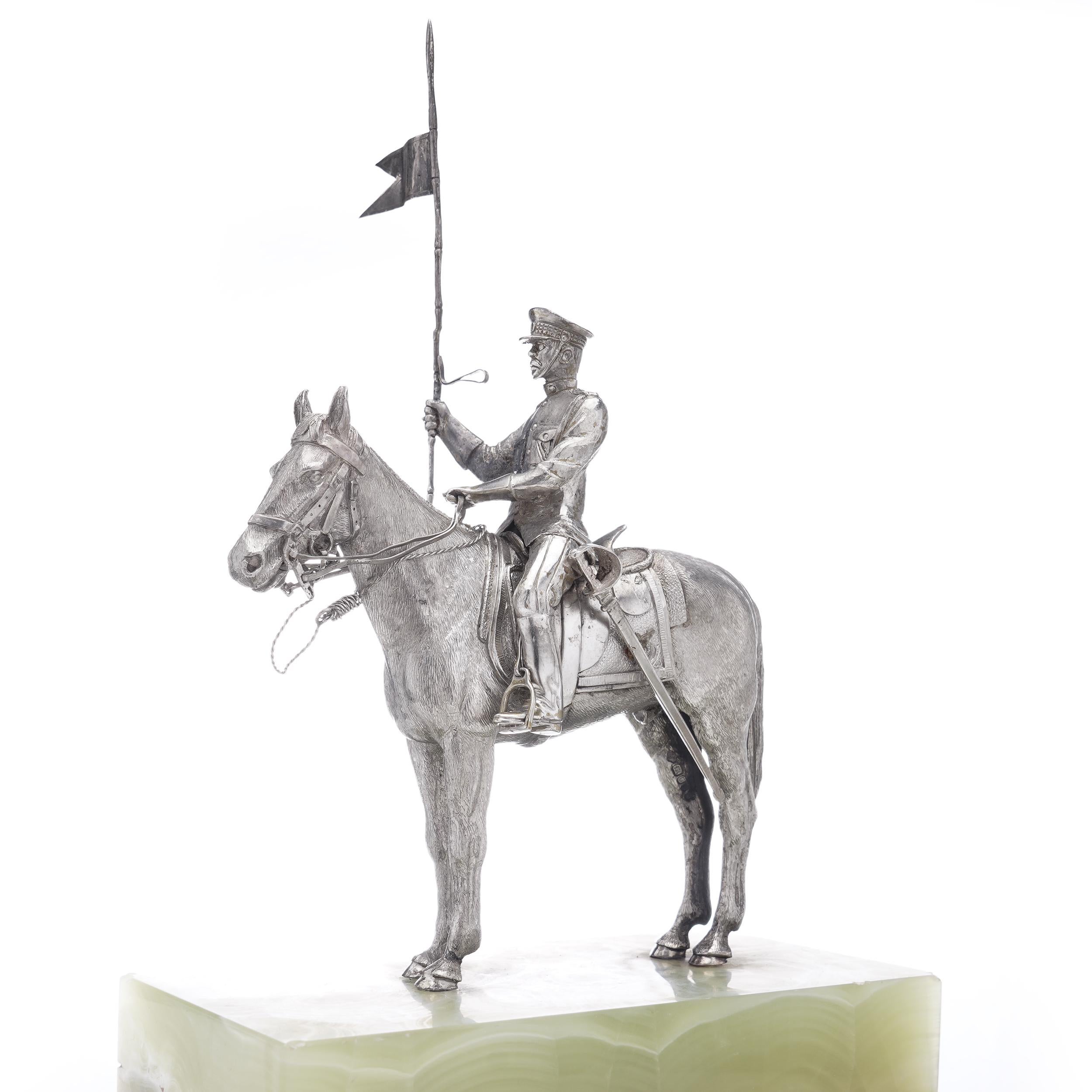 Asprey Pair or Horseriding Solid Silver Figurines on Marble Bases, London, 1977 For Sale 4