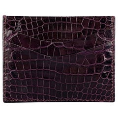 ASPREY Purple Plum Crocodile Rectangle Flat Card Case