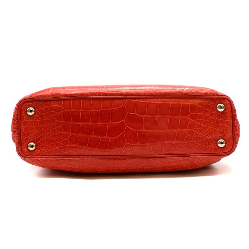 Asprey Red Darcy 30cm Seide Finish Krokodil Handtasche für Damen oder Herren