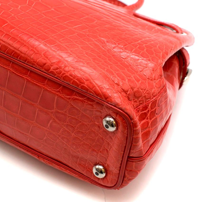 Women's or Men's Asprey Red Darcy 30cm Silk Finish Crocodile Handbag