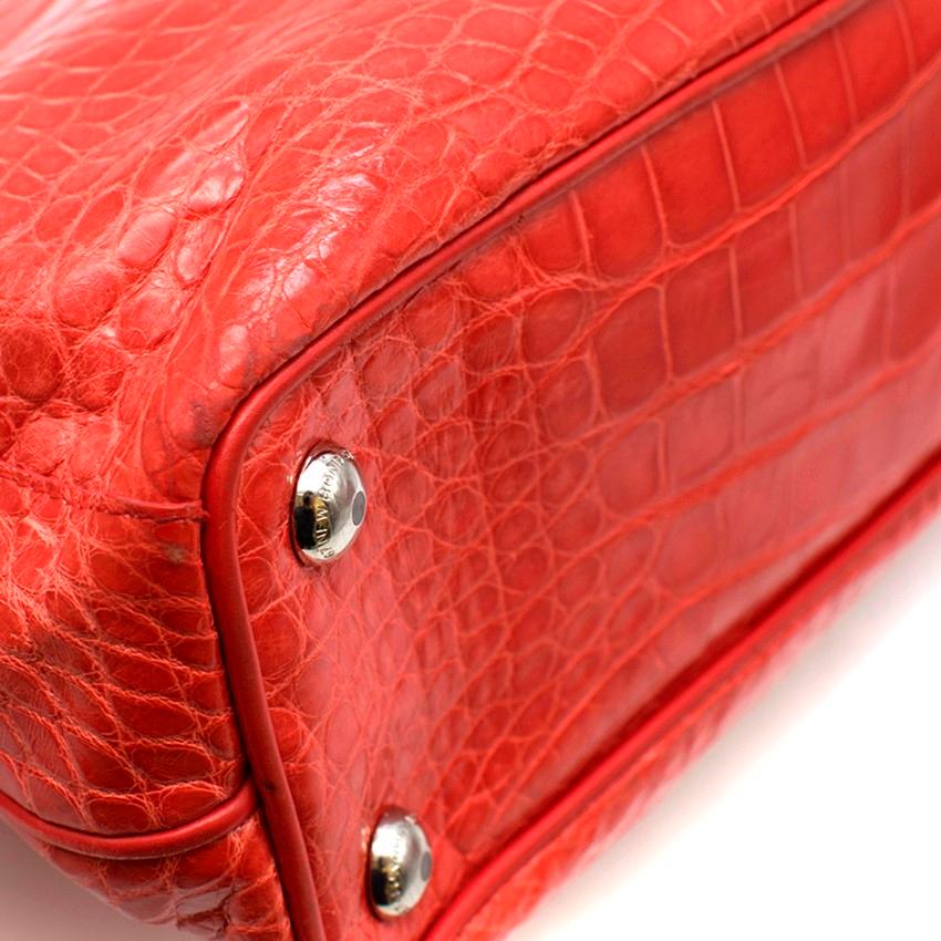 Asprey Red Darcy 30cm Silk Finish Crocodile Handbag 1