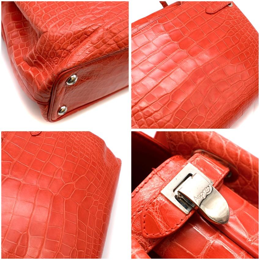 Asprey Red Darcy 30cm Silk Finish Crocodile Handbag 3