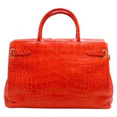 Asprey Red Darcy 30cm Silk Finish Crocodile Handbag