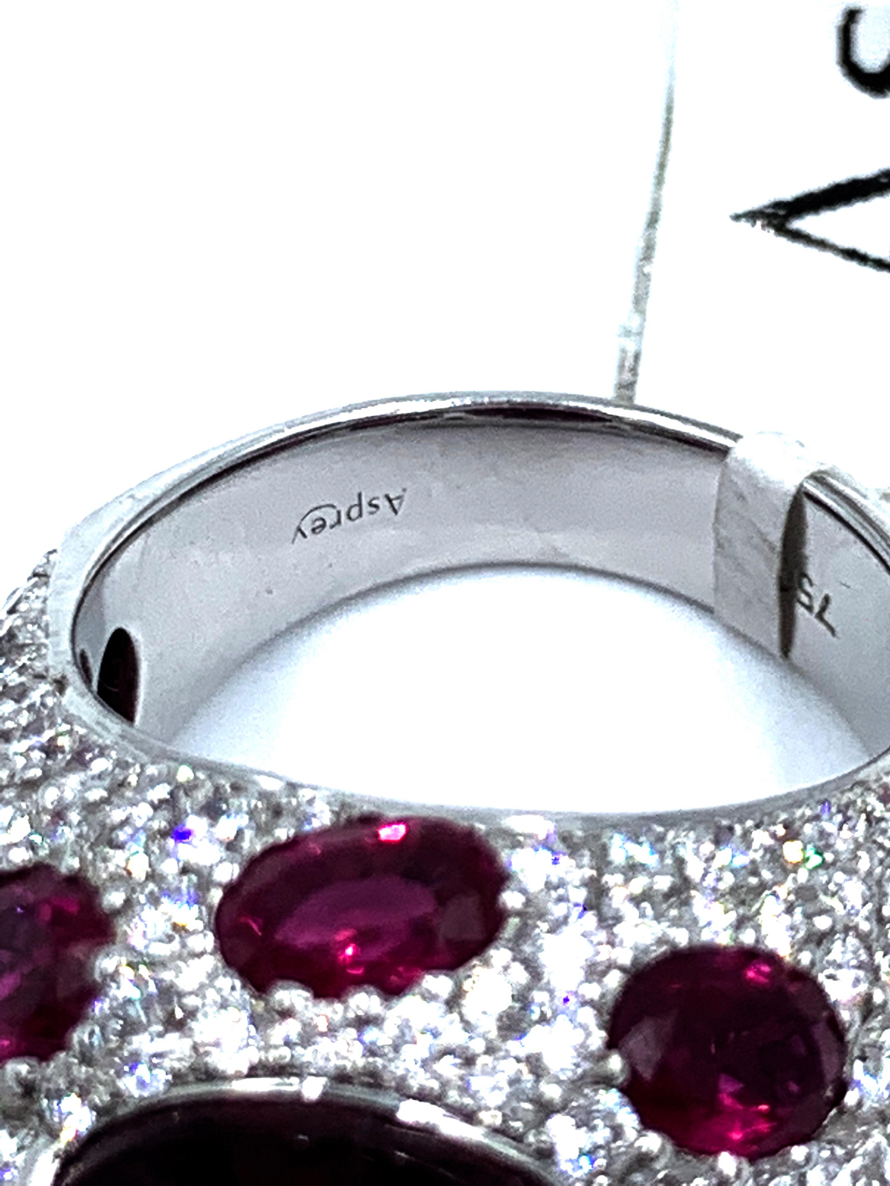 Asprey Rubellite Ruby Diamond and 18 Karat White Gold Cocktail Ring 1