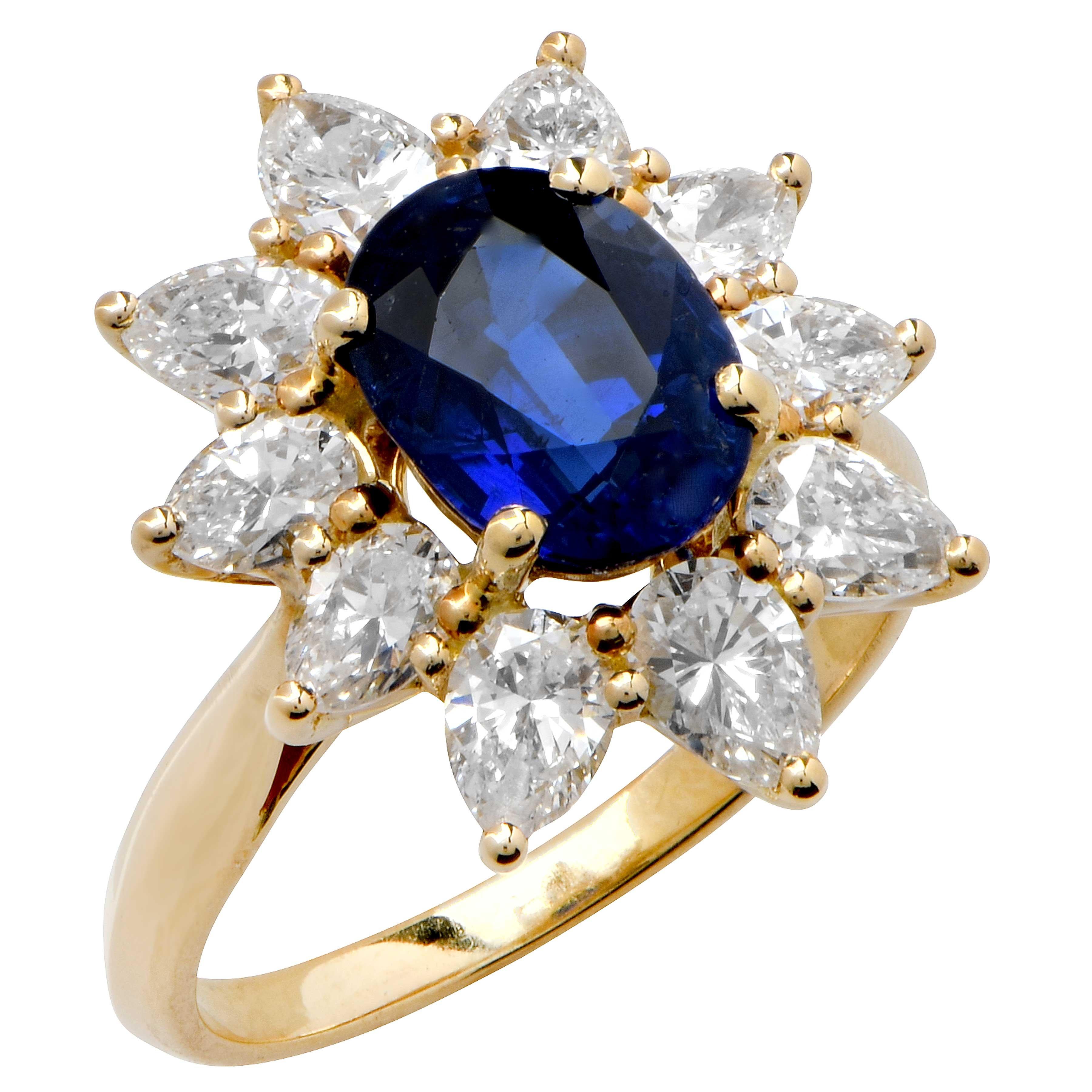 Sapphire Ring by Asprey Jewelers to the Queen in 18 Kt Yellow Gold For Sale