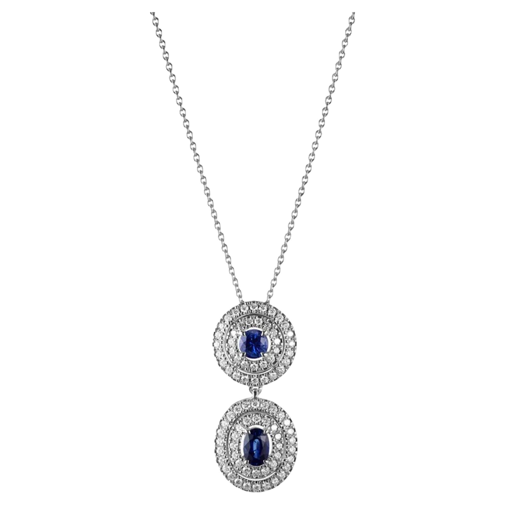 Asprey Sapphire & Diamond Pendant Necklace Set In Platinum