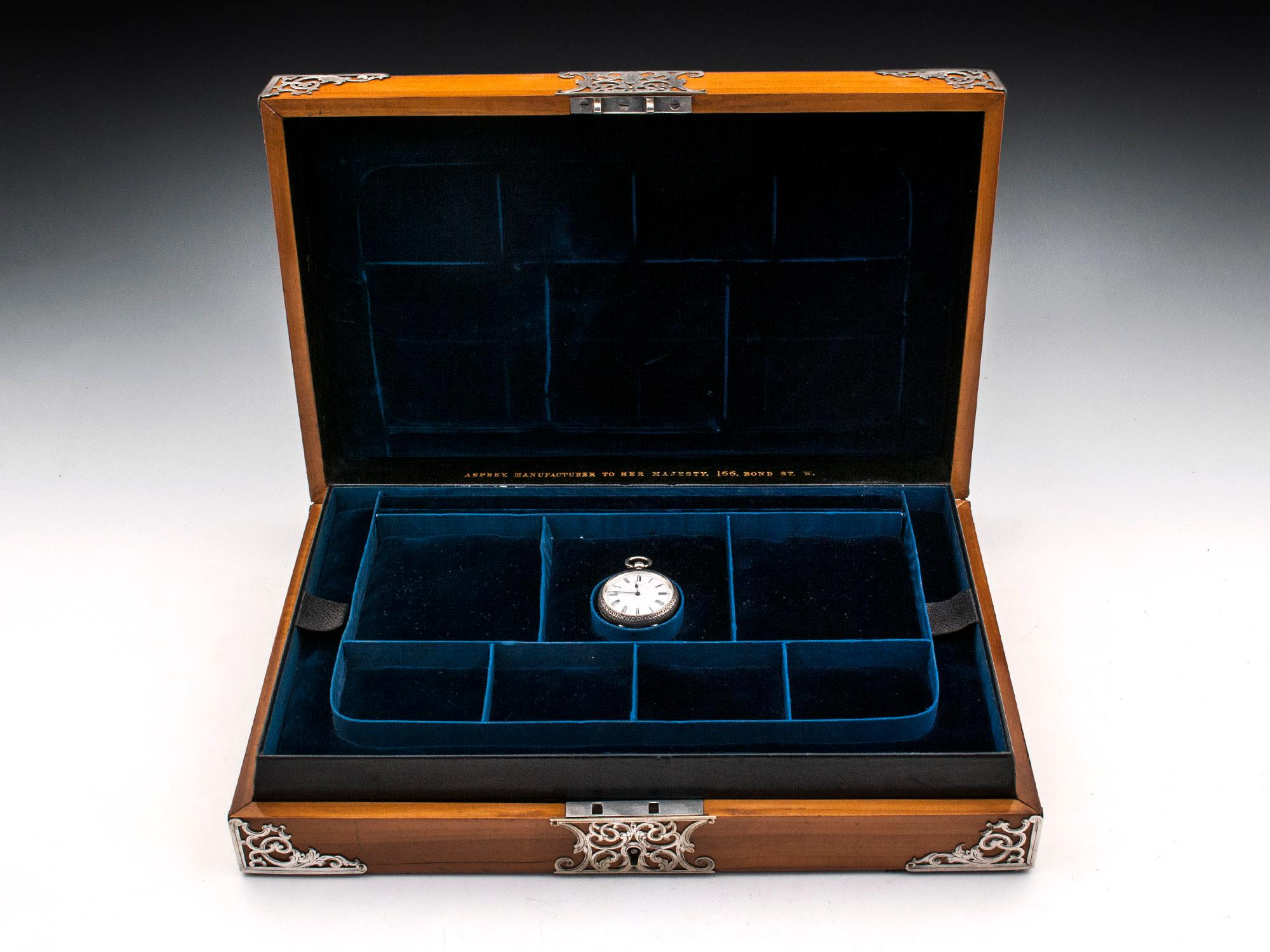 Asprey Satinwood Engraved Silver Jewelry Box  3