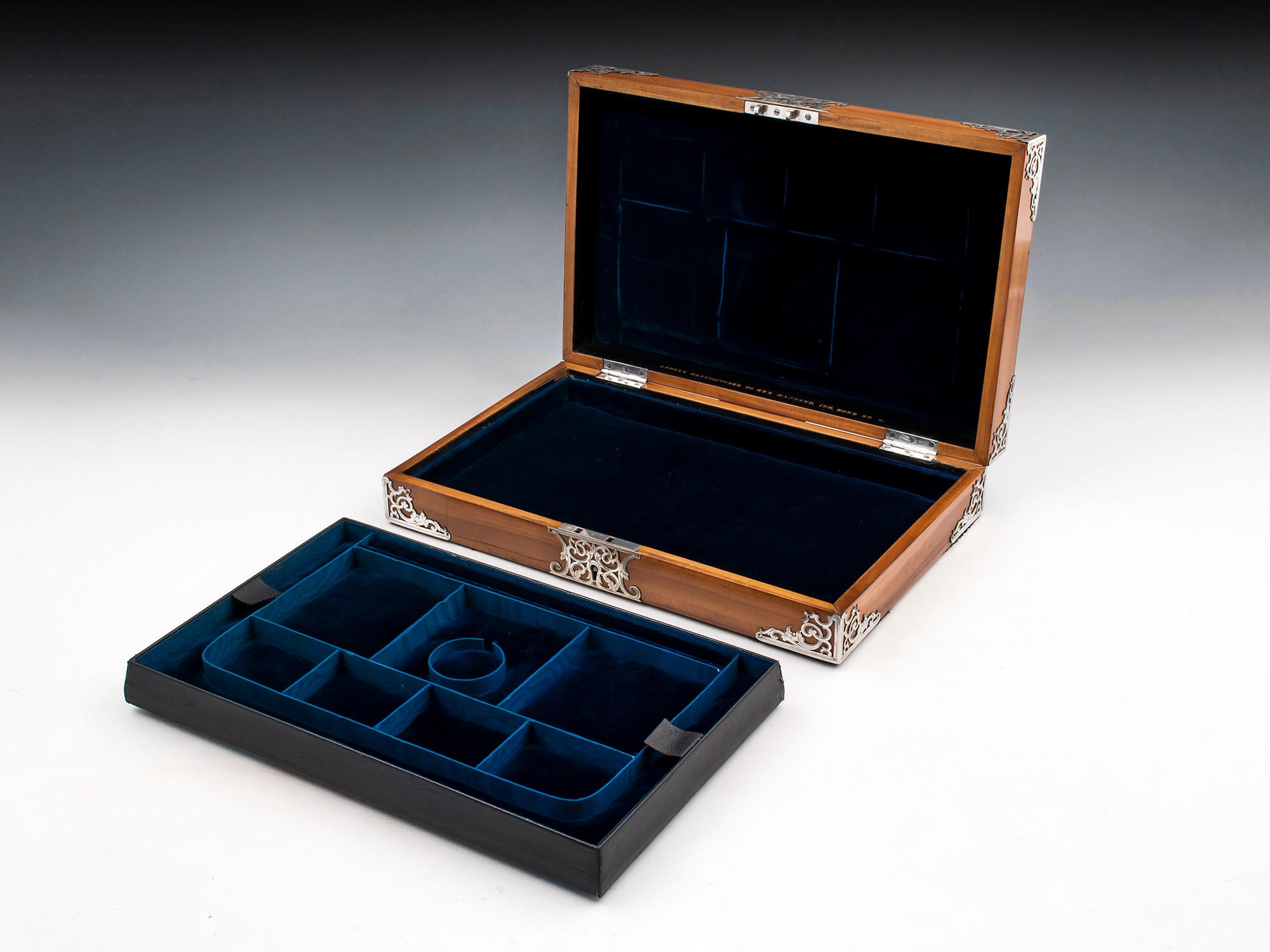 Asprey Satinwood Engraved Silver Jewelry Box  6