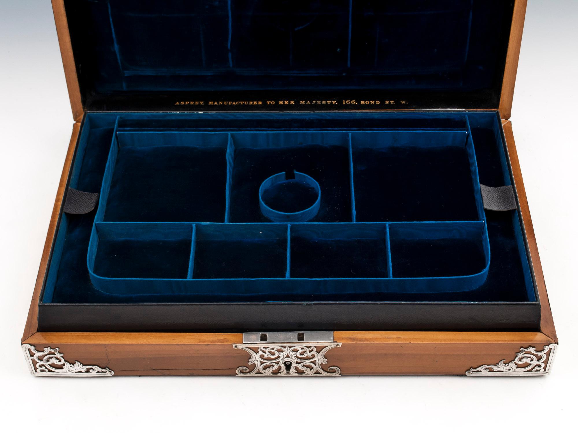 Asprey Satinwood Engraved Silver Jewelry Box  1