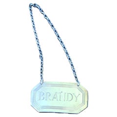 Asprey Brandy de plata decantador/etiqueta de botella