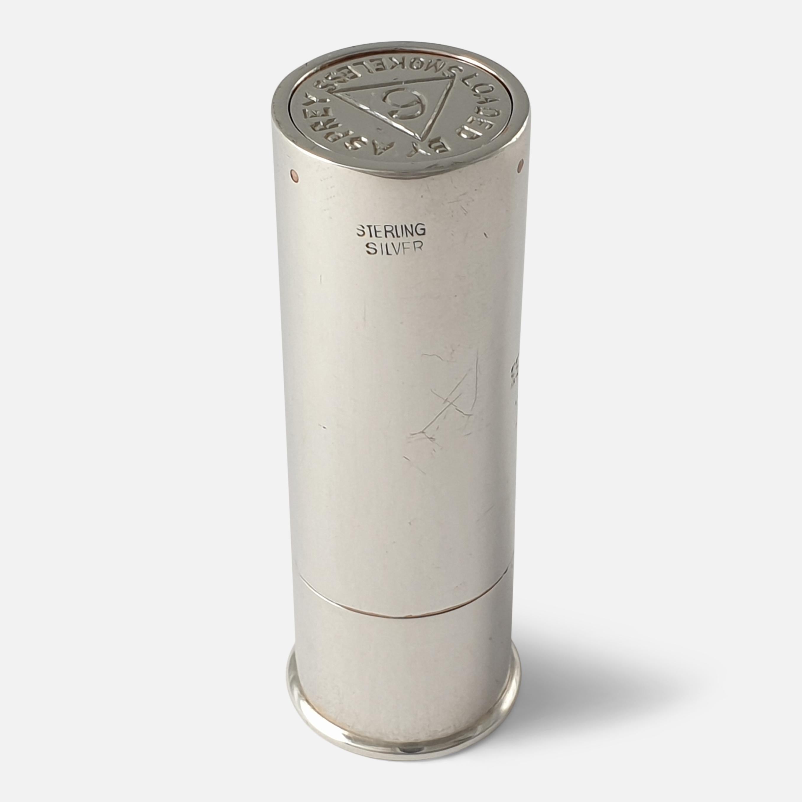 British Asprey Silver Cartridge Butt Marker, circa 1930s
