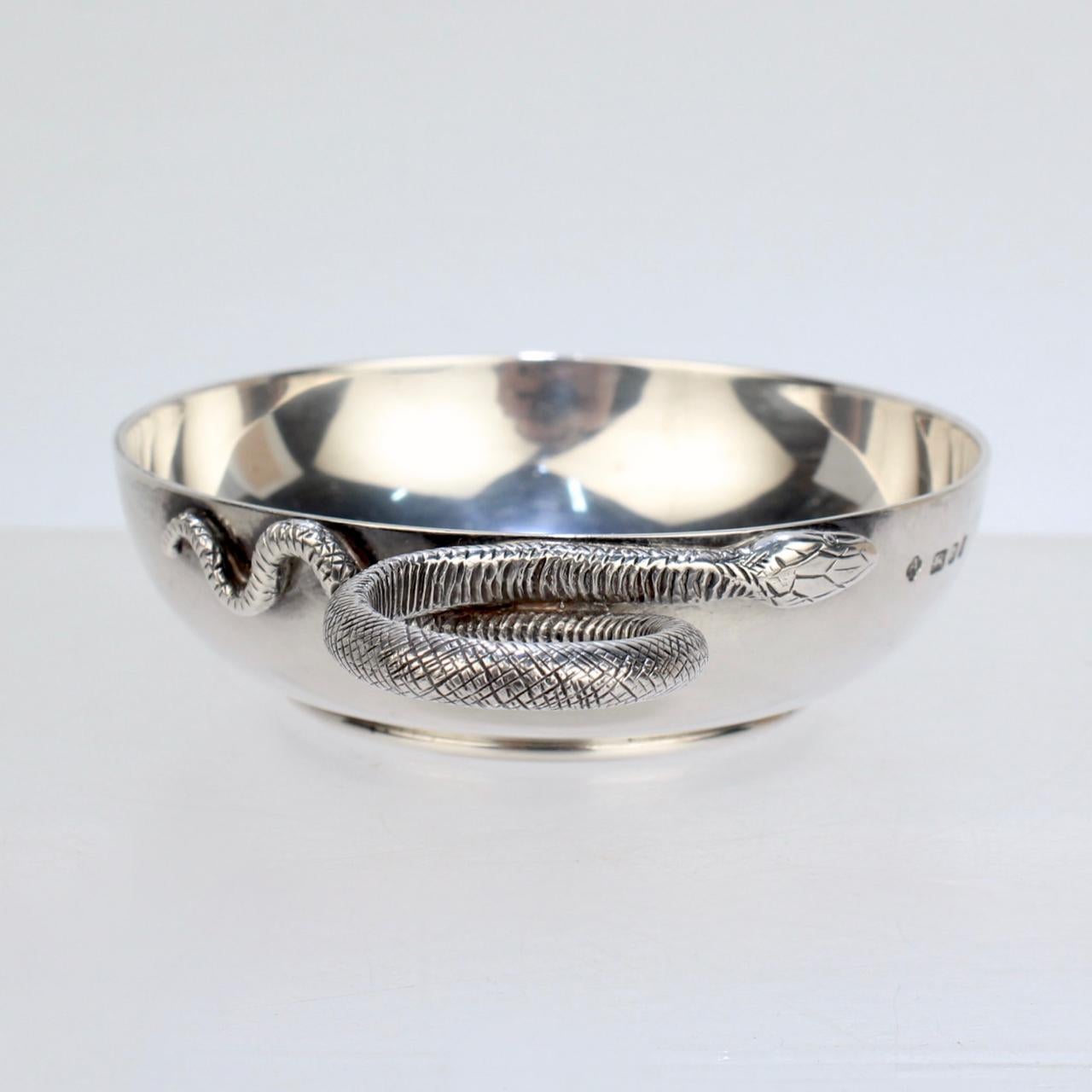 Modern Asprey Snake Handle Sterling Silver Tastevin or Wine Taster