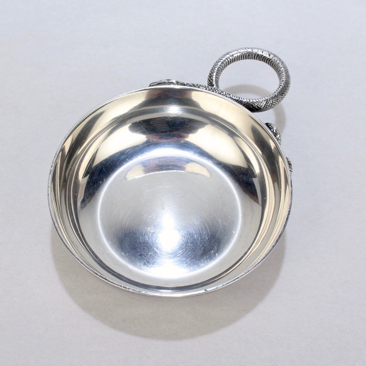 Women's or Men's Asprey Snake Handle Sterling Silver Tastevin or Wine Taster