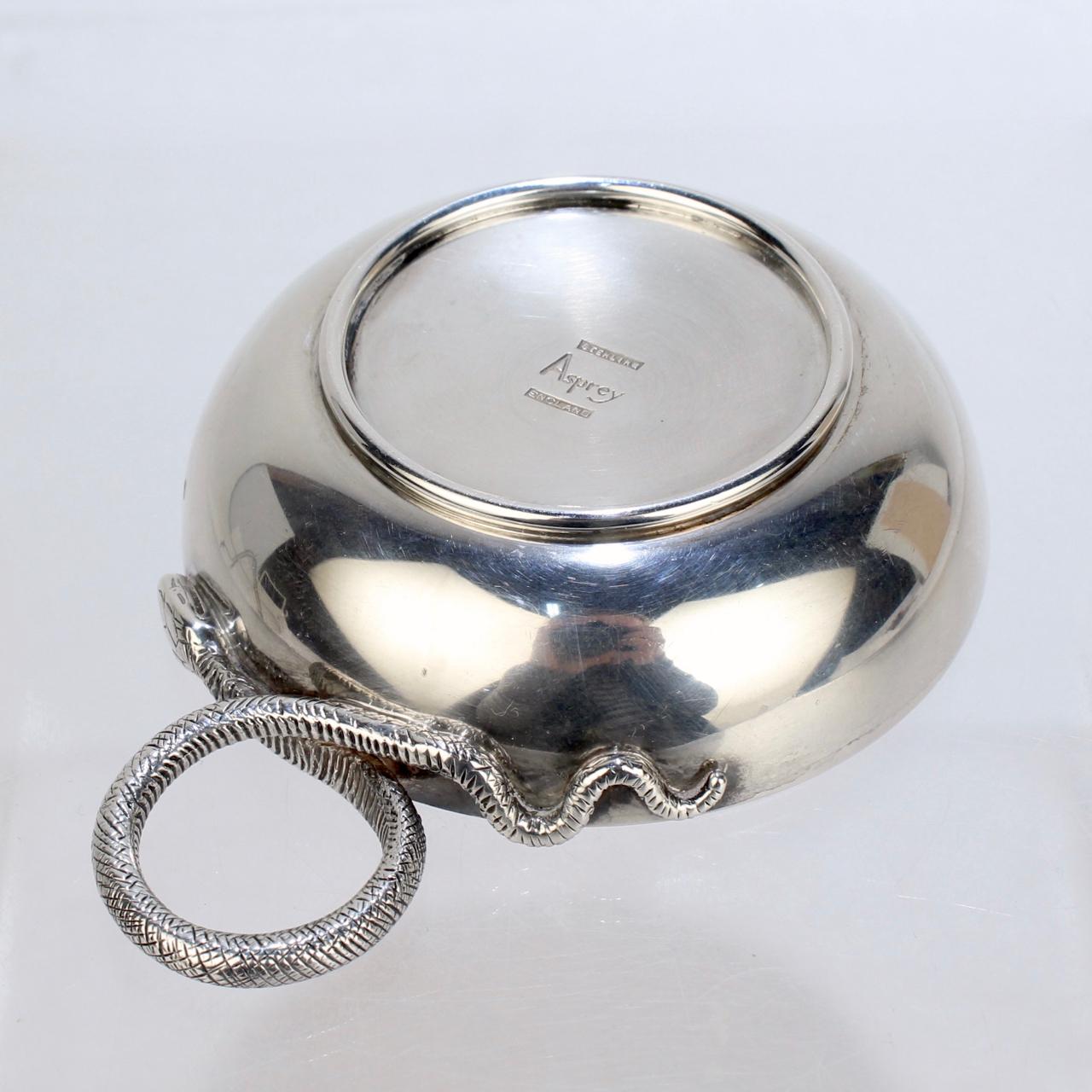 Asprey Snake Handle Sterling Silver Tastevin or Wine Taster 1
