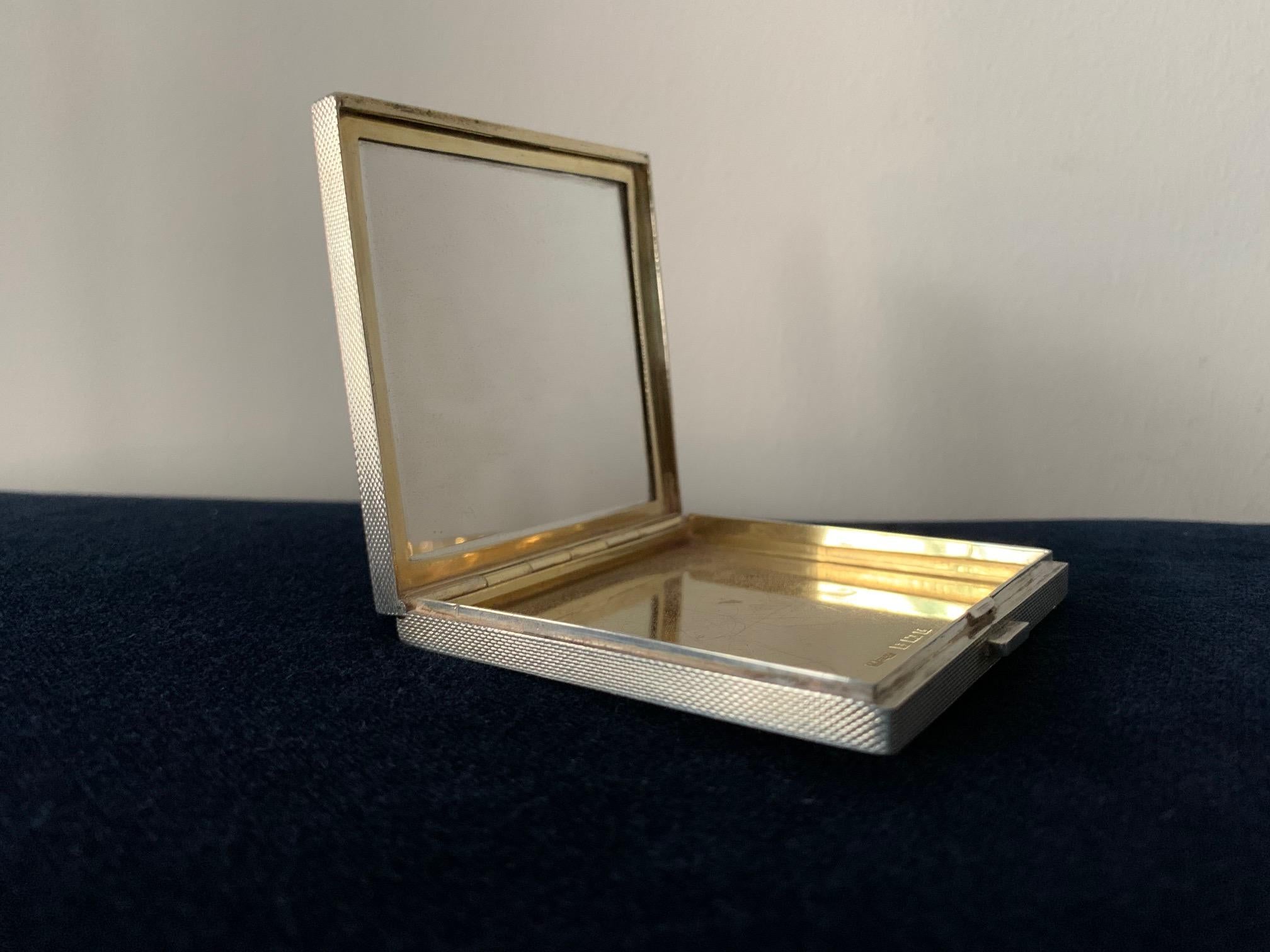 Modern Asprey Sterling Silver and Rose Gold Compact, circa 1960 For Sale