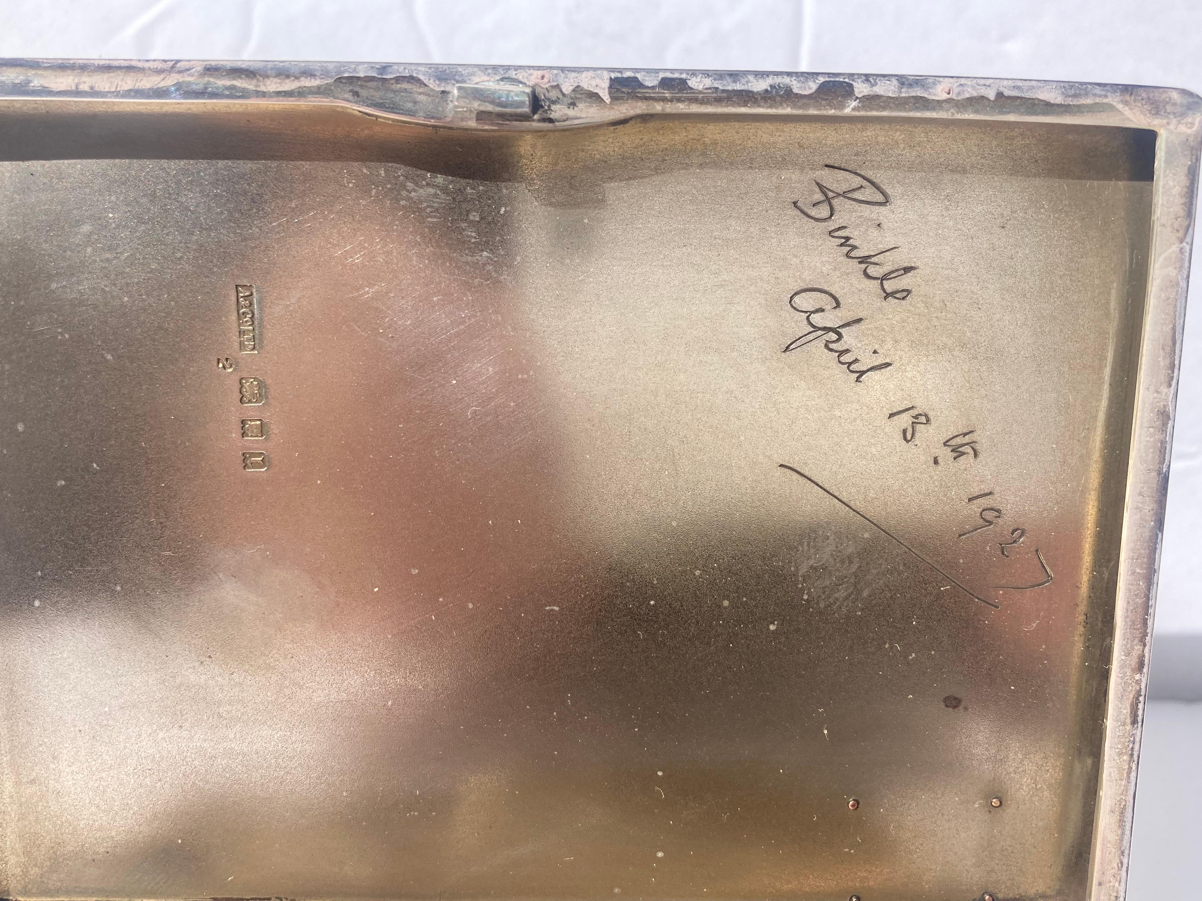 English Asprey sterling silver cigarette / card case, slide opens Pat 21914 For Sale
