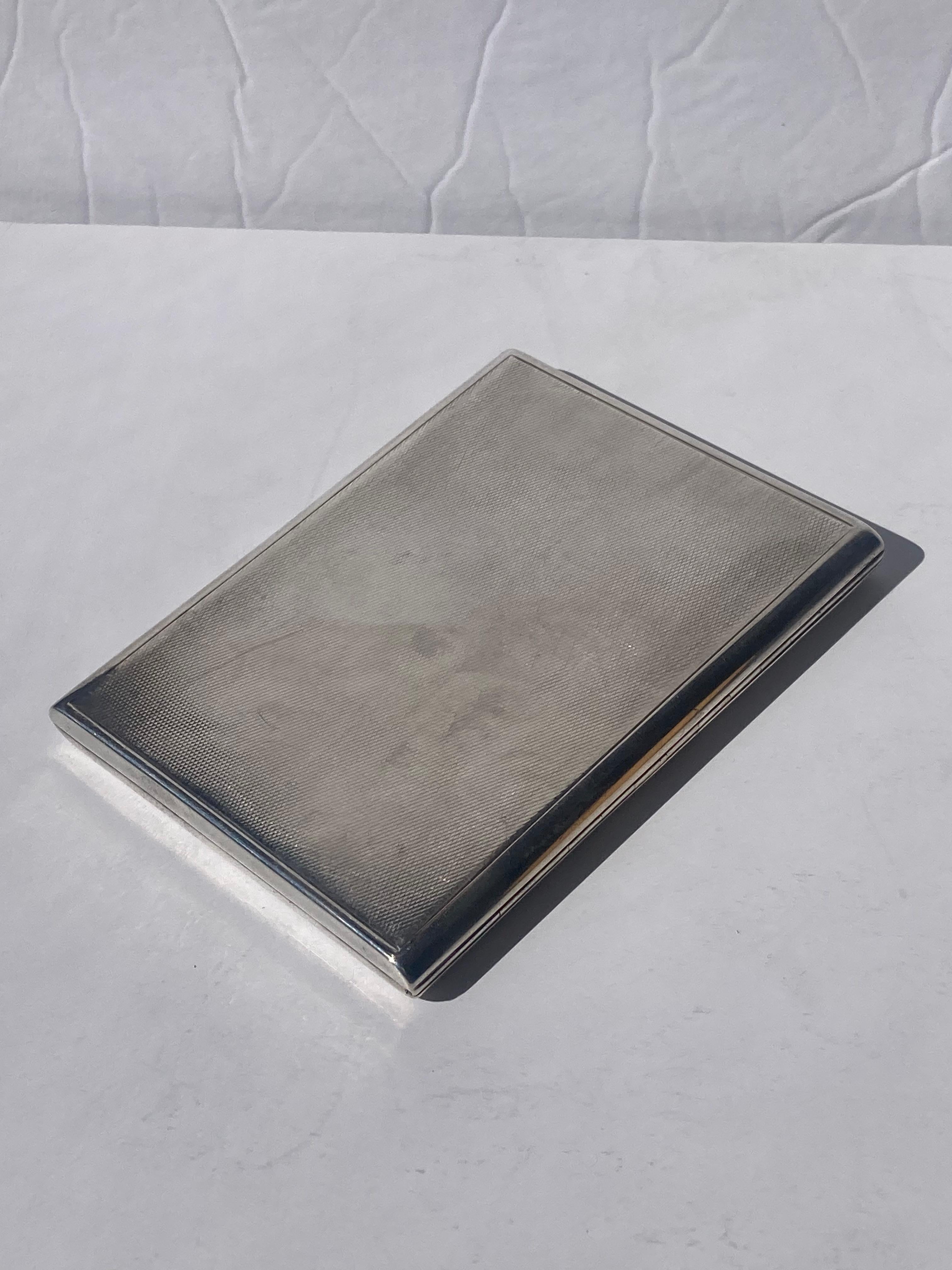 Metalwork Asprey sterling silver cigarette / card case, slide opens Pat 21914 For Sale