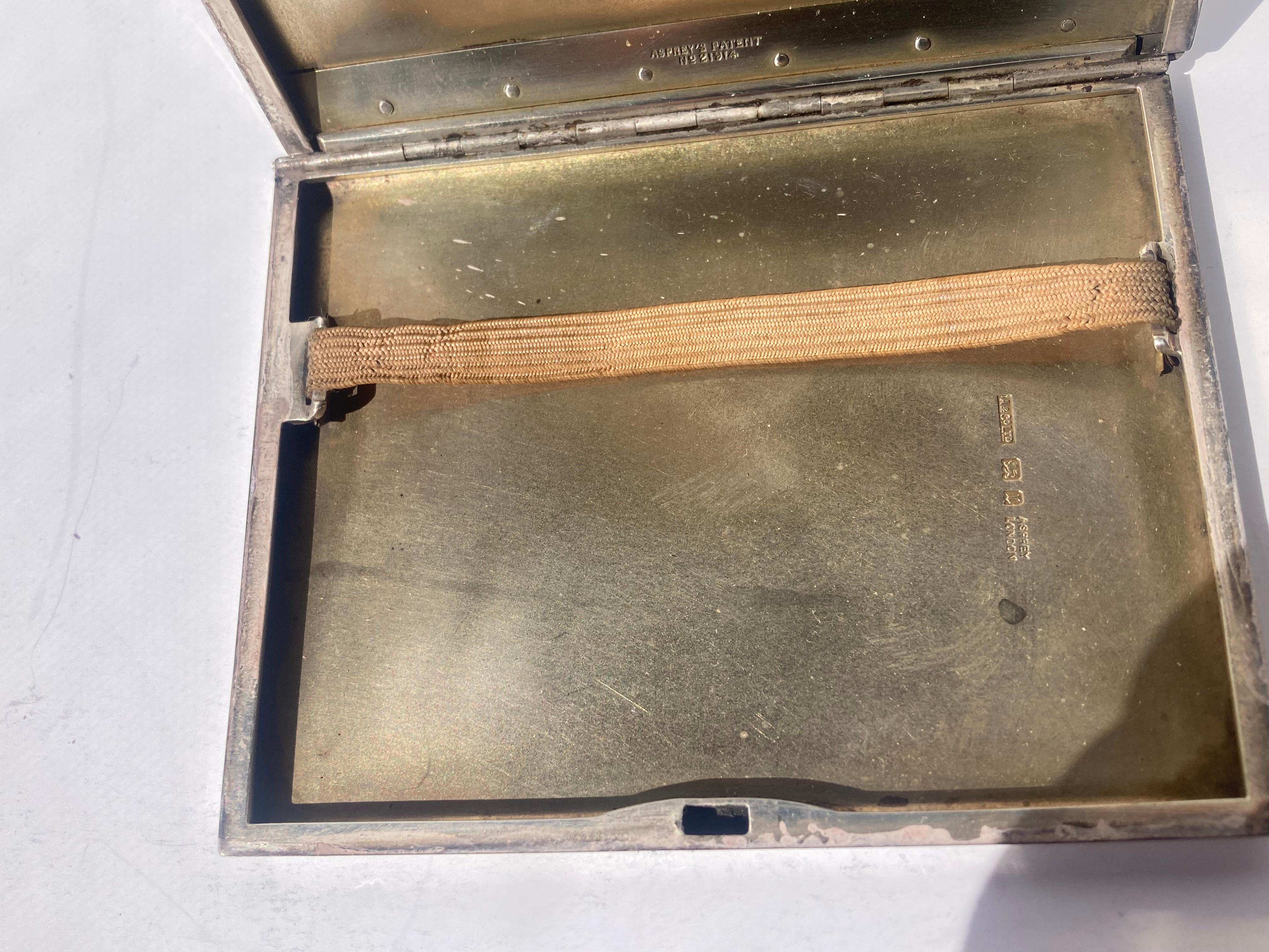 20th Century Asprey sterling silver cigarette / card case, slide opens Pat 21914 For Sale