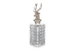 Asprey Sterling Silver and Crystal Stag Decanter