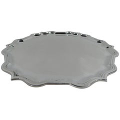 Asprey Sterling Silver Salver Tray with Traditional Piecrust Rim