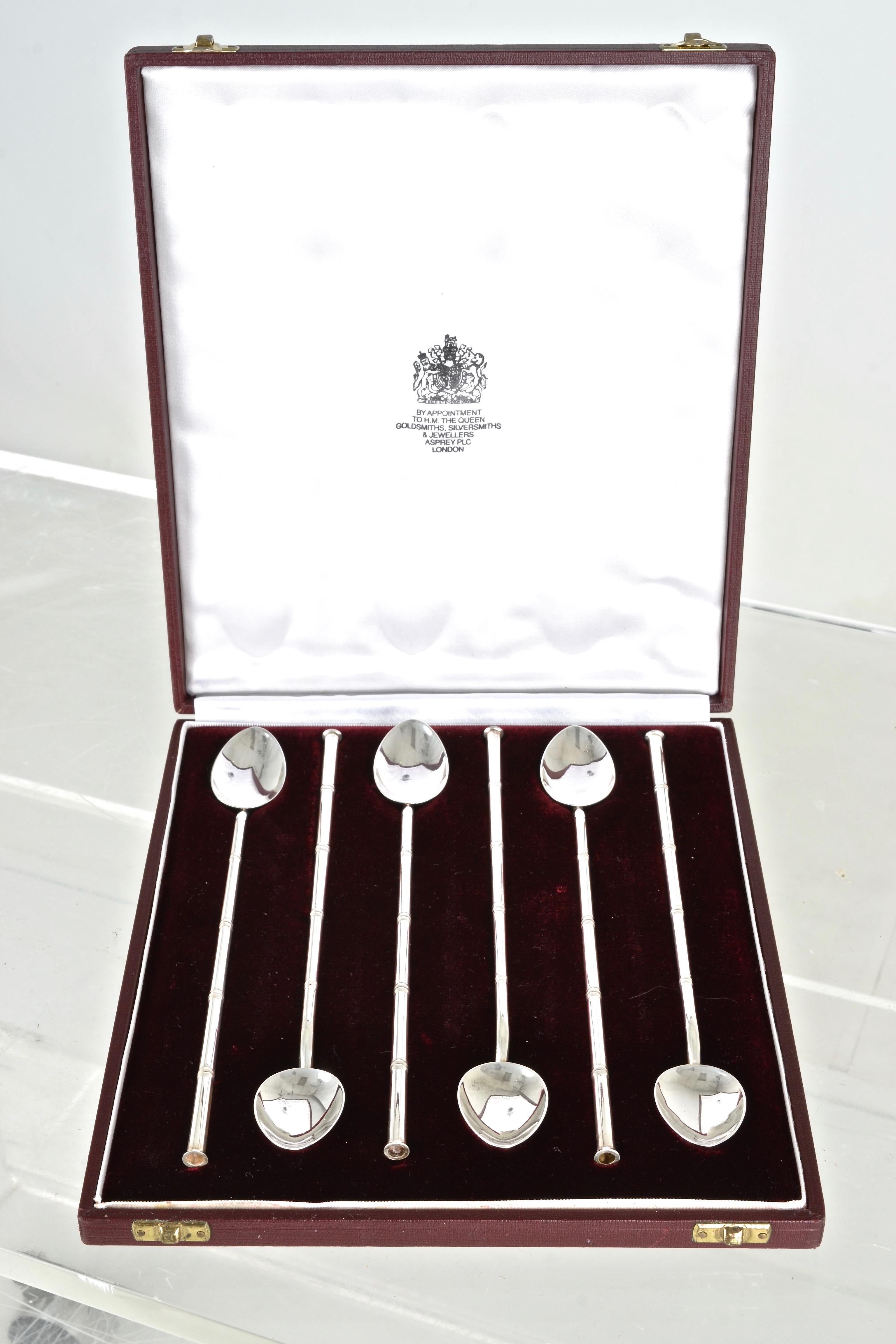 Modern Asprey Sterling Silver Set of Six Sipping Stirrers