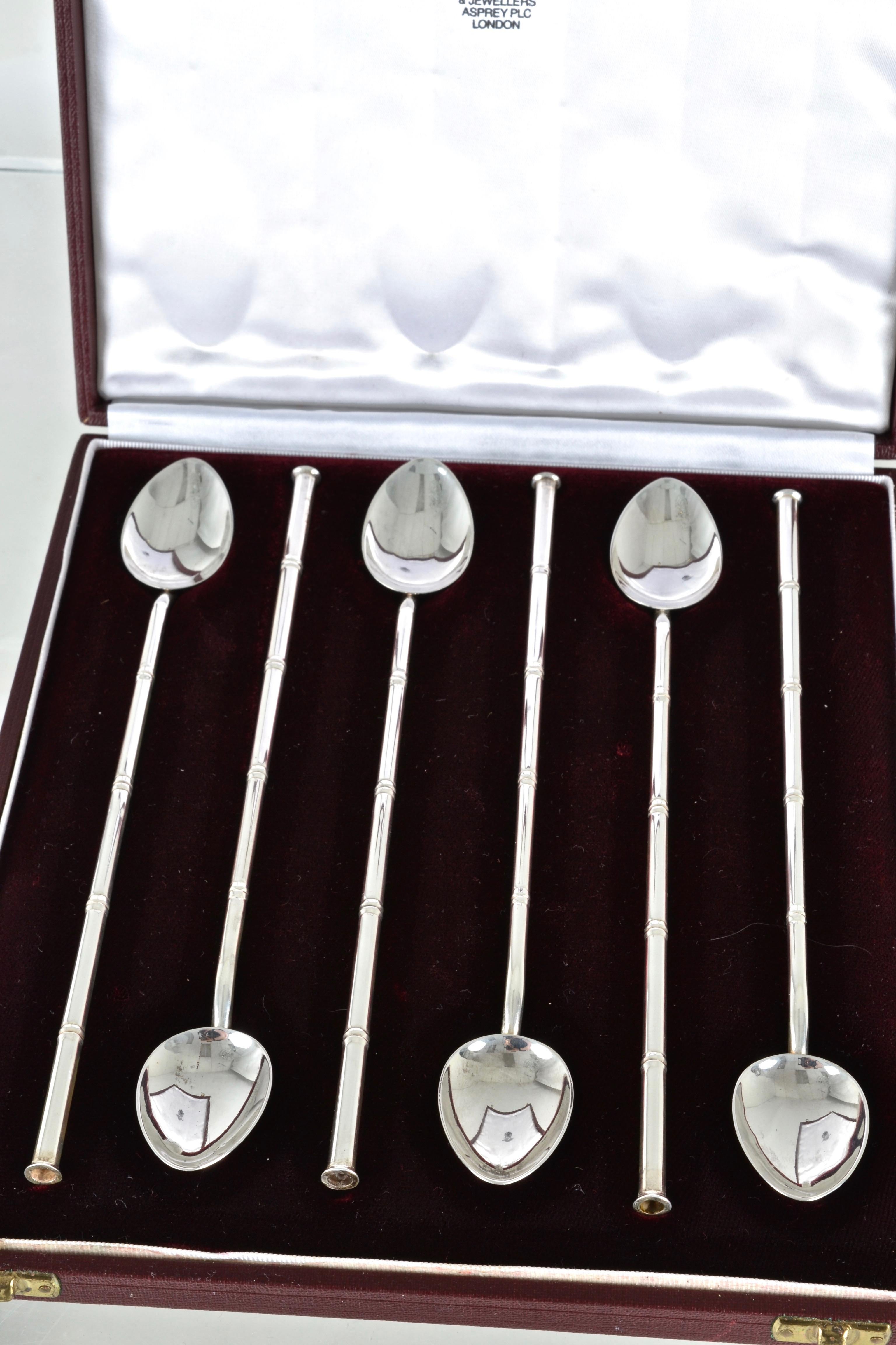 English Asprey Sterling Silver Set of Six Sipping Stirrers