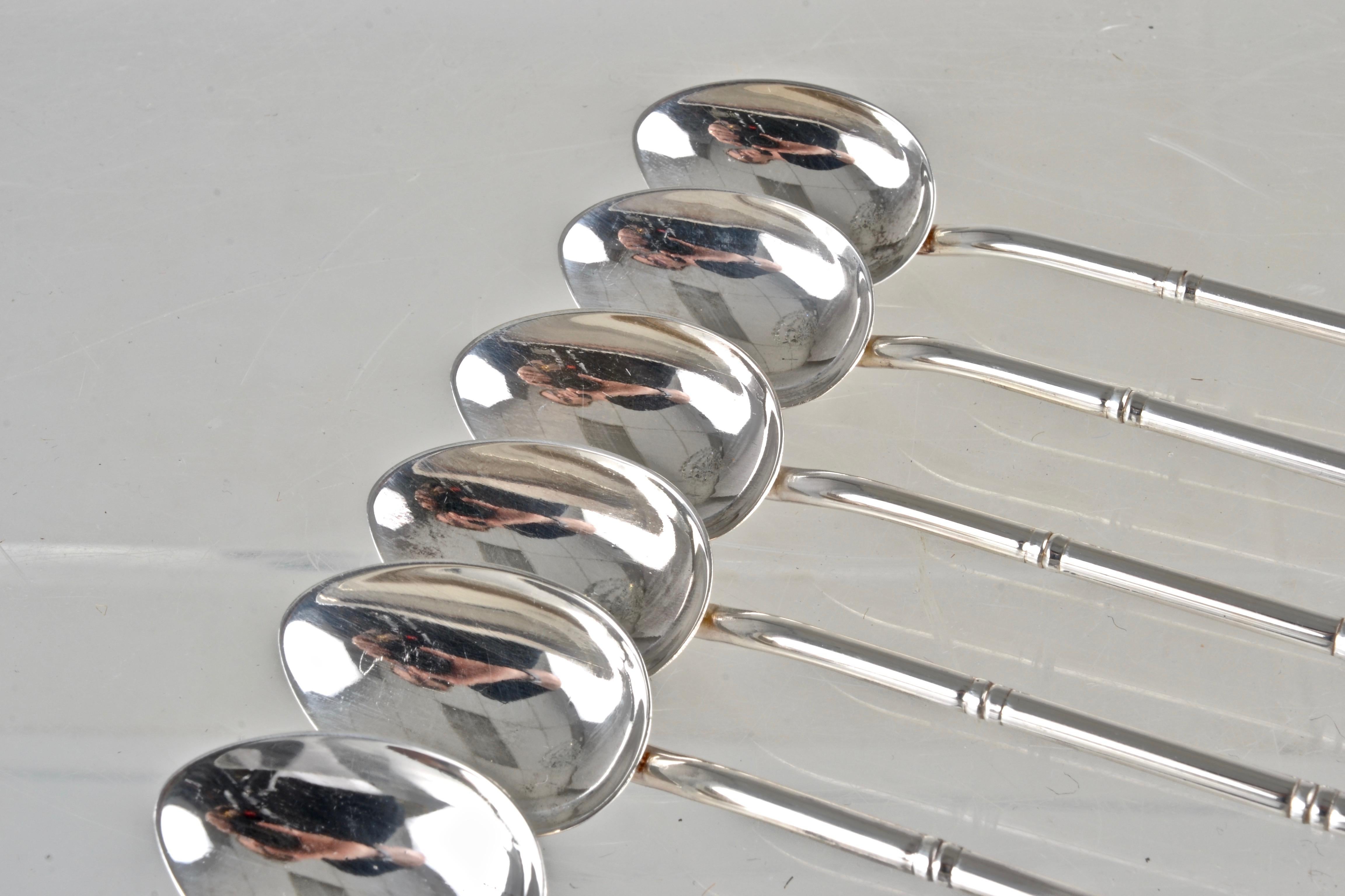 20th Century Asprey Sterling Silver Set of Six Sipping Stirrers